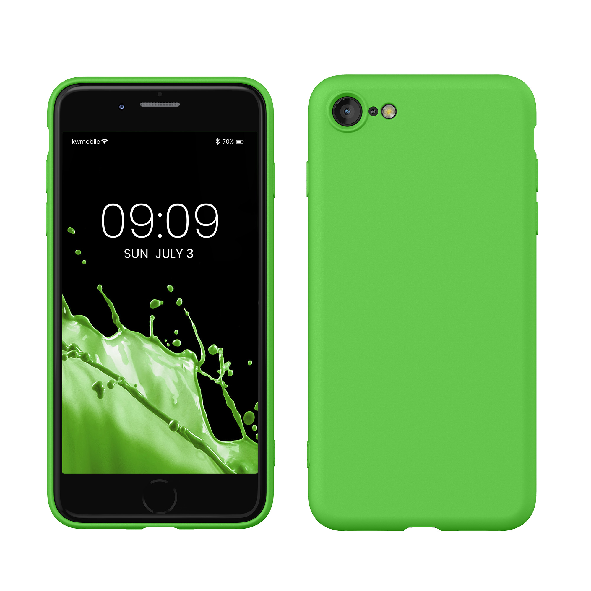 Silikonový TPU kryt kwmobile pro iPhone SE 2022/2020/8/7 - neonově zelená