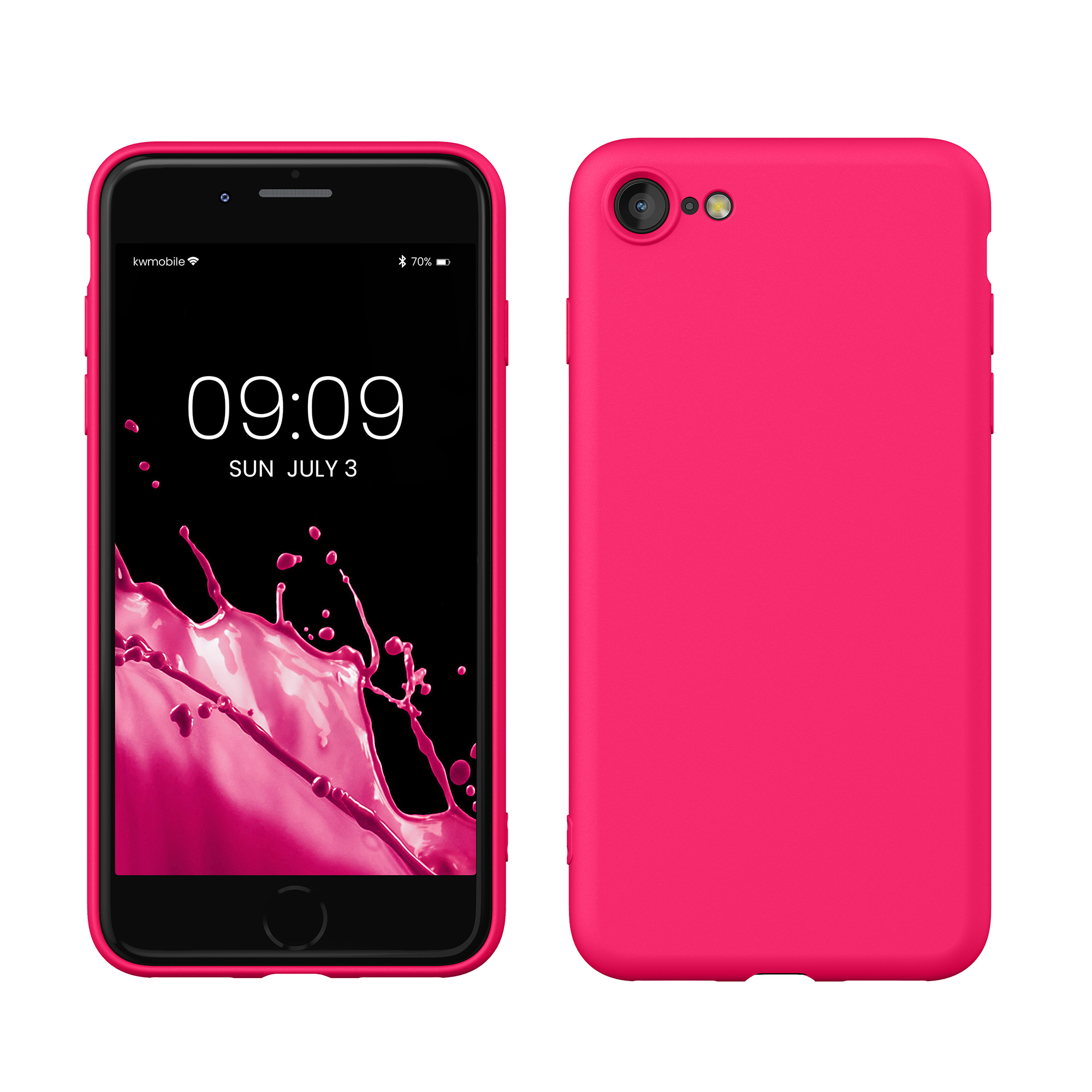 Silikonový TPU kryt kwmobile pro iPhone SE 2022/2020/8/7 - neonově růžová