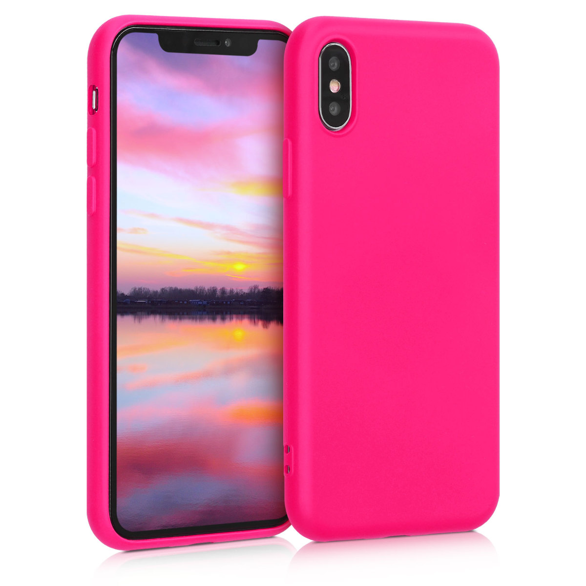 kwmobile kryt pro Apple iPhone X - Slim ochranný TPU silikonový Phone obal - neonově růžová