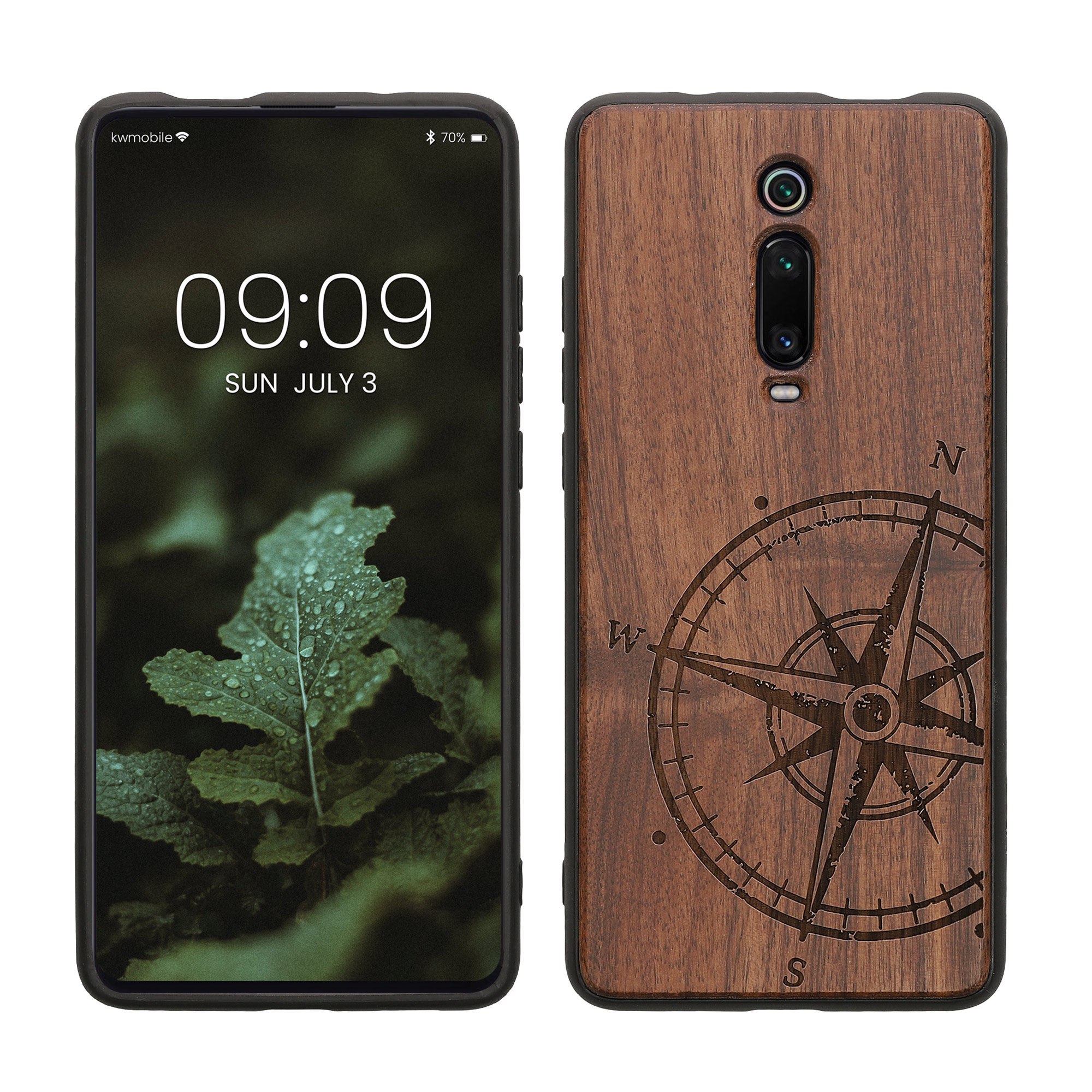 Dřevěné pouzdro pro Xiaomi Mi 9T (Pro) / Redmi K20 (Pro) kwmobile - tvrdý obal v tmavě hnědé barvě