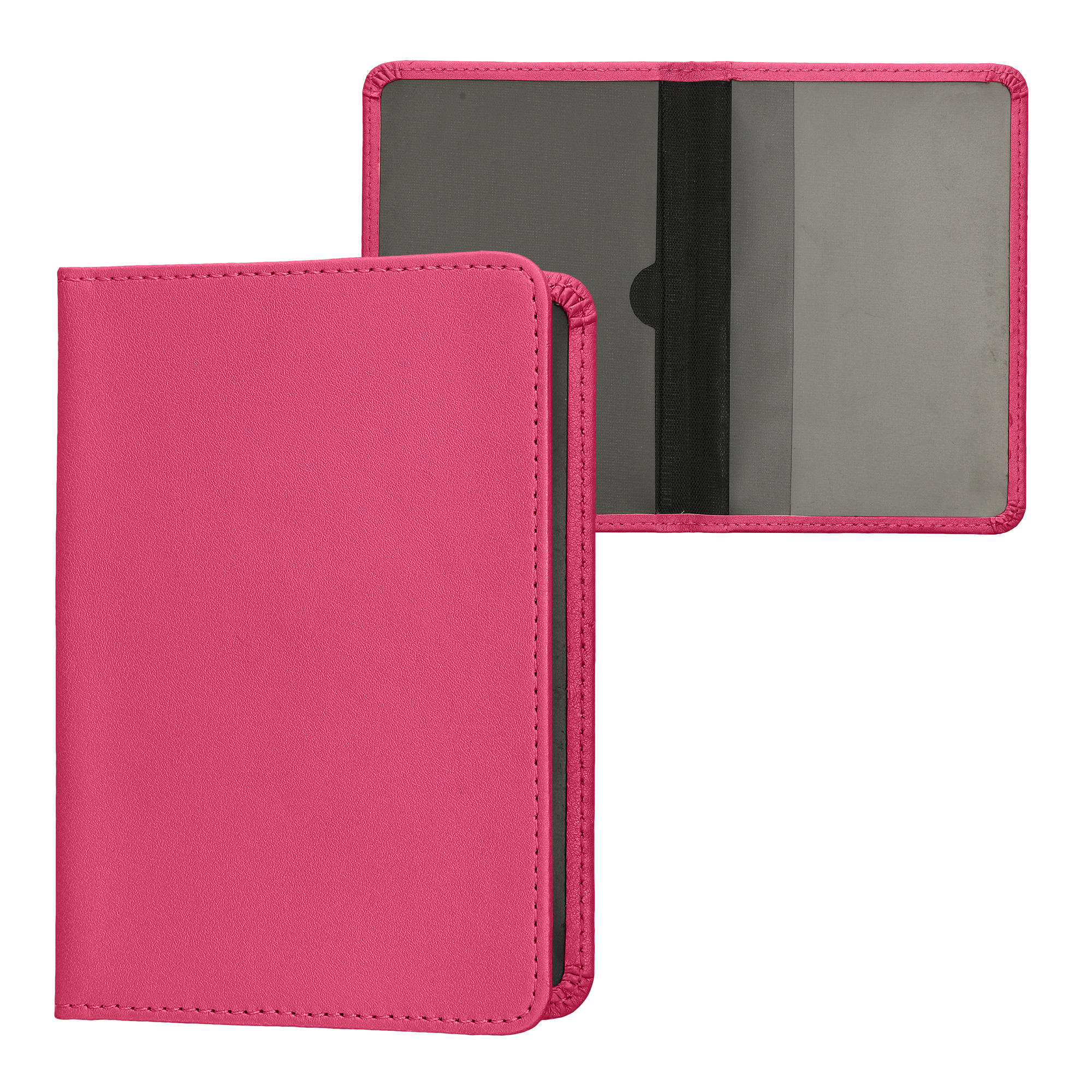 Obal na doklady od auta kwmobile PU kůže - 12 × 17,5 cm otevřené / 9,2 × 13 cm složené - tmavě růžová
