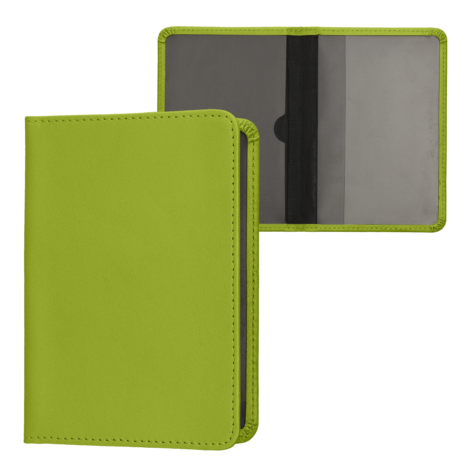 Obal na doklady od auta kwmobile PU kůže - 12 × 17,5 cm otevřené / 9,2 × 13 cm složené - limetkově zelená