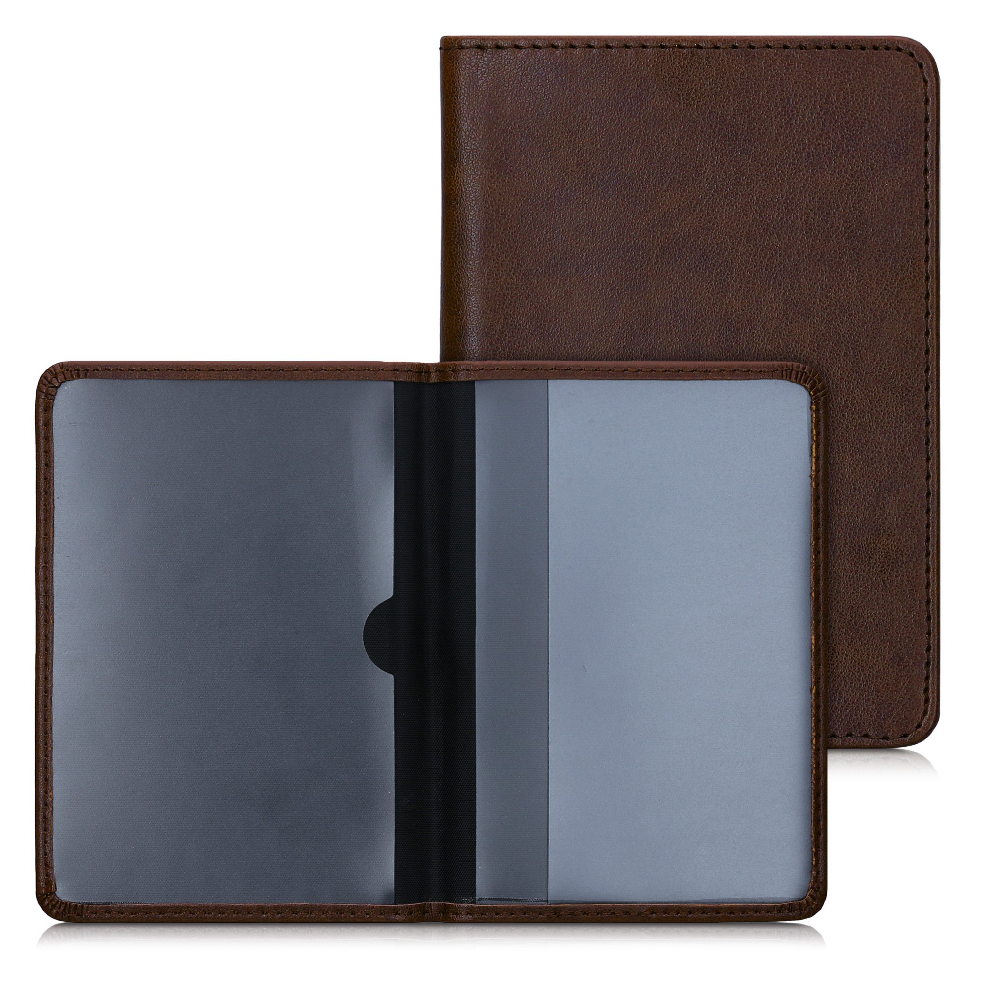 Obal na doklady od auta kwmobile PU kůže - 12 × 17,5 cm otevřené / 9,2 × 13 cm složené - tmavě hnědá