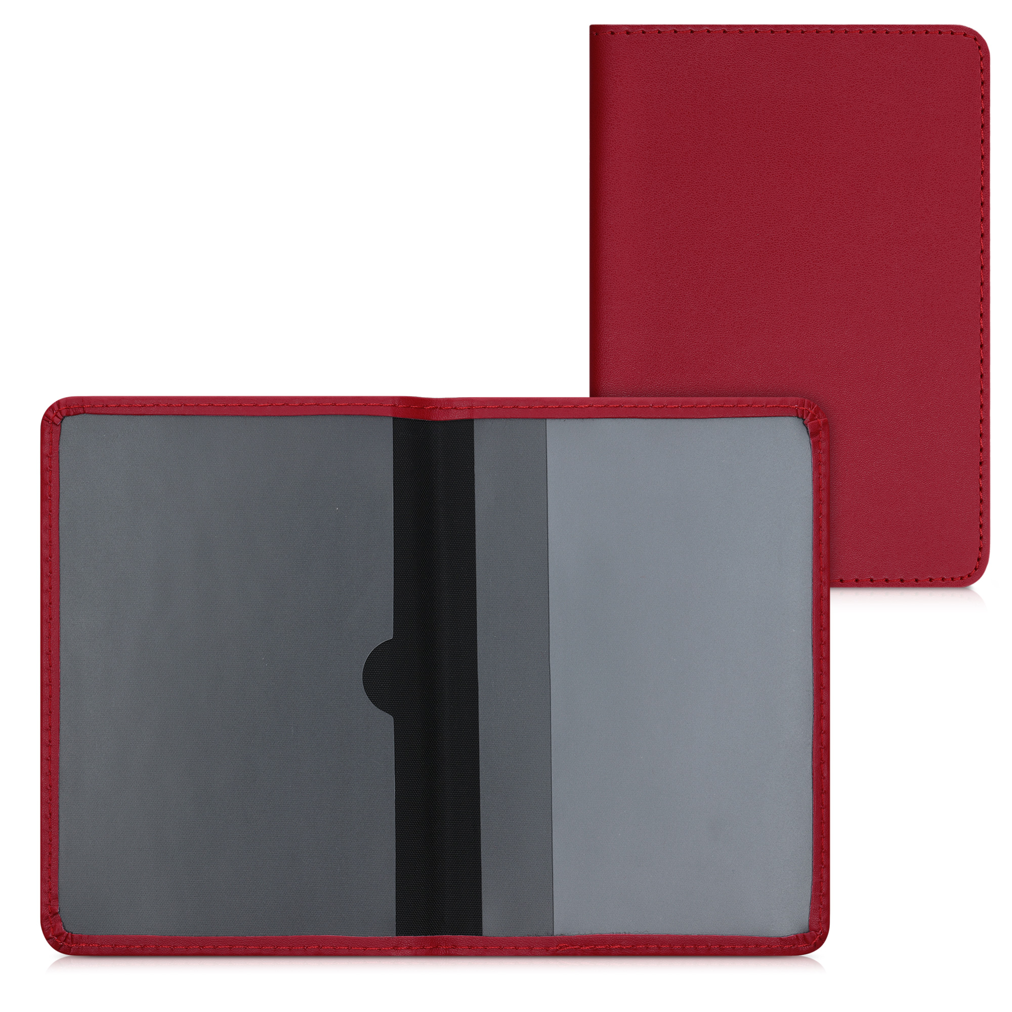 Obal na doklady od auta kwmobile 12 x 17,5 cm / 9,2 x 13 cm PU kůže - tmavě červená
