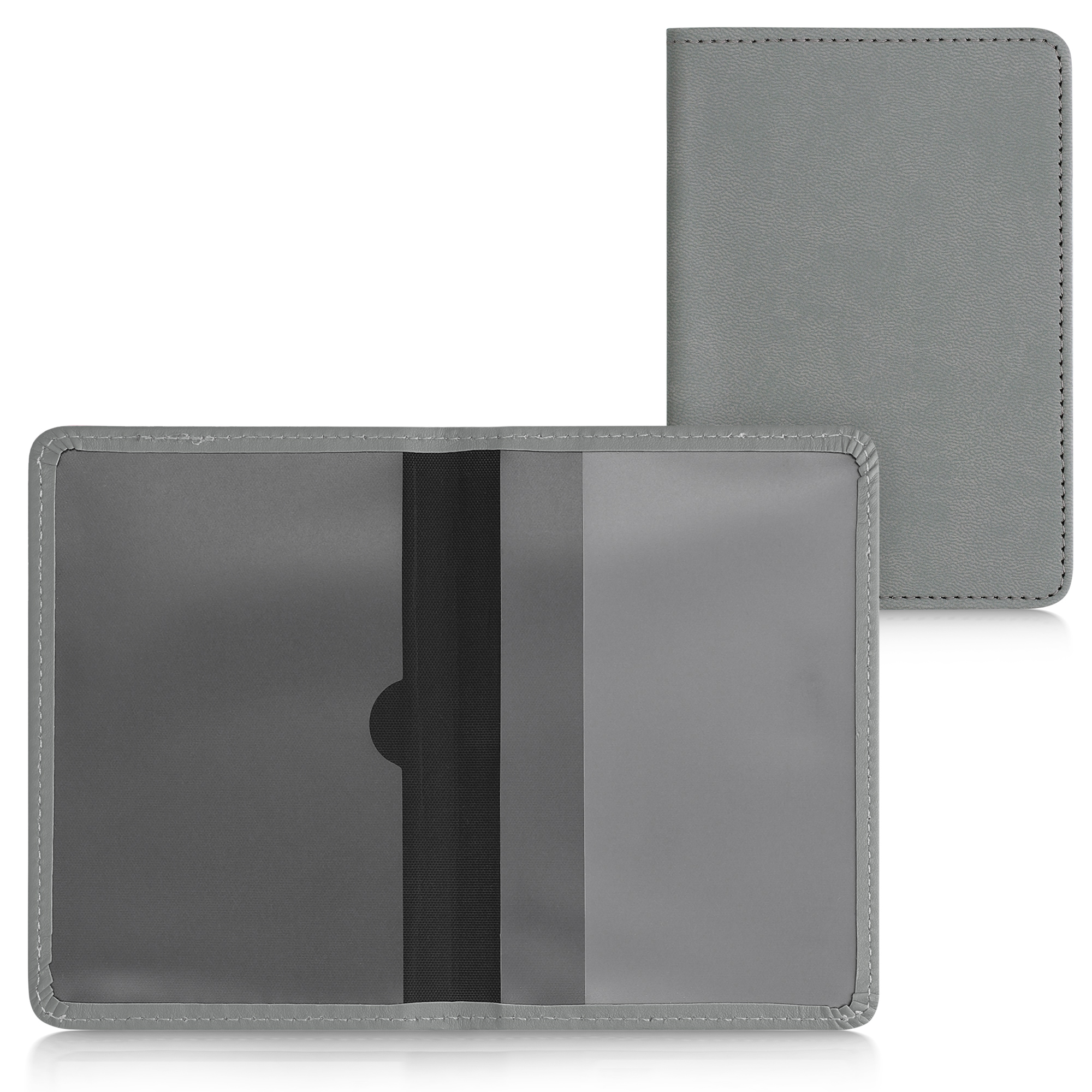 Obal na doklady od auta kwmobile PU kůže - 12 × 17,5 cm otevřené / 9,2 × 13 cm složené - světle šedá