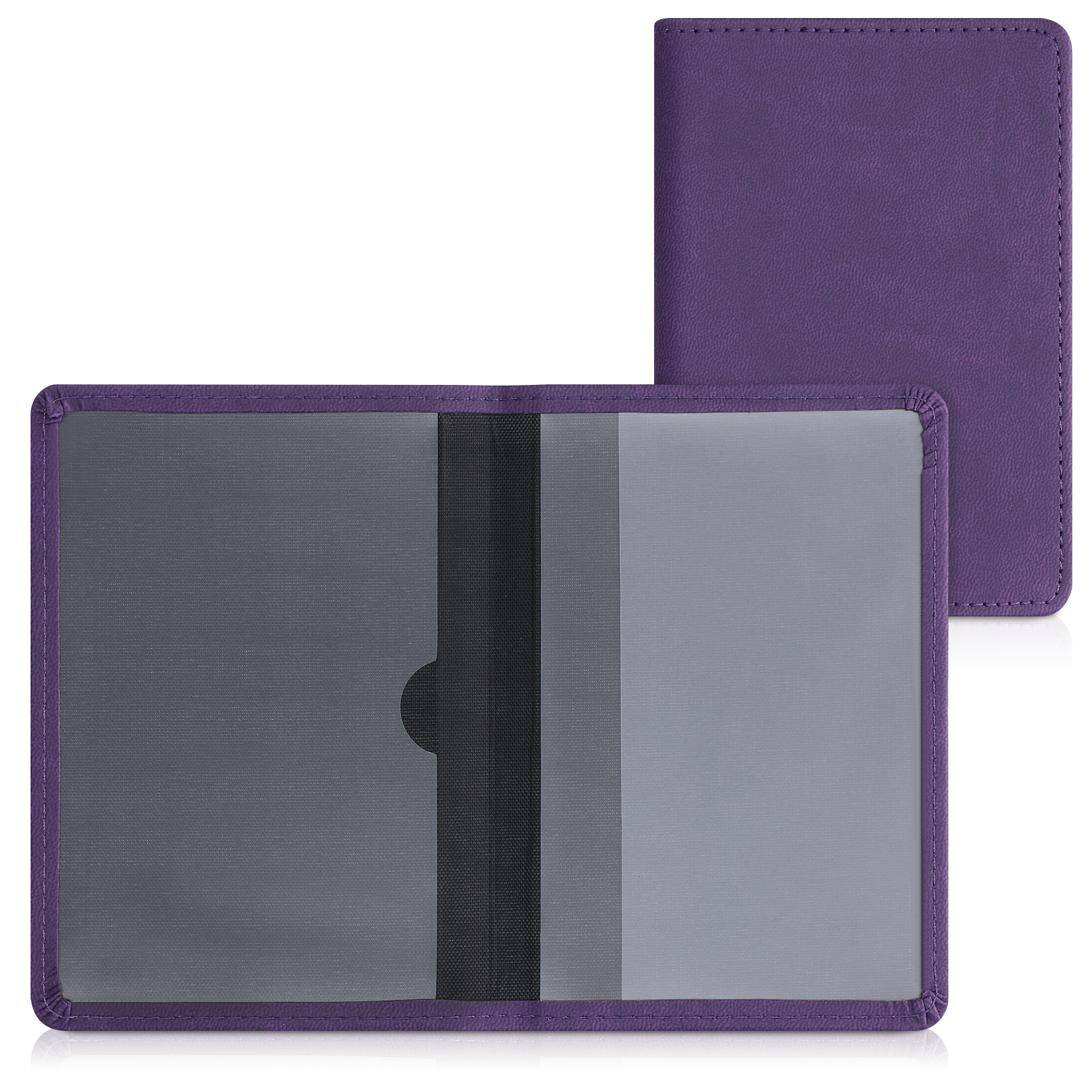 Obal na doklady od auta kwmobile PU kůže - 12 × 17,5 cm otevřené / 9,2 × 13 cm složené - fialová
