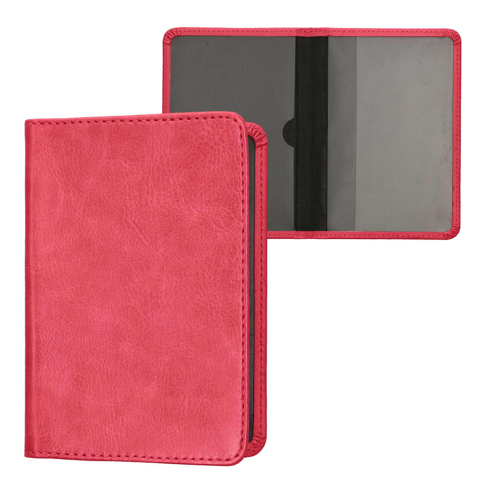 Obal na doklady od auta kwmobile PU kůže - 12 × 17,5 cm otevřené / 9,2 × 13 cm složené - neonově růžová
