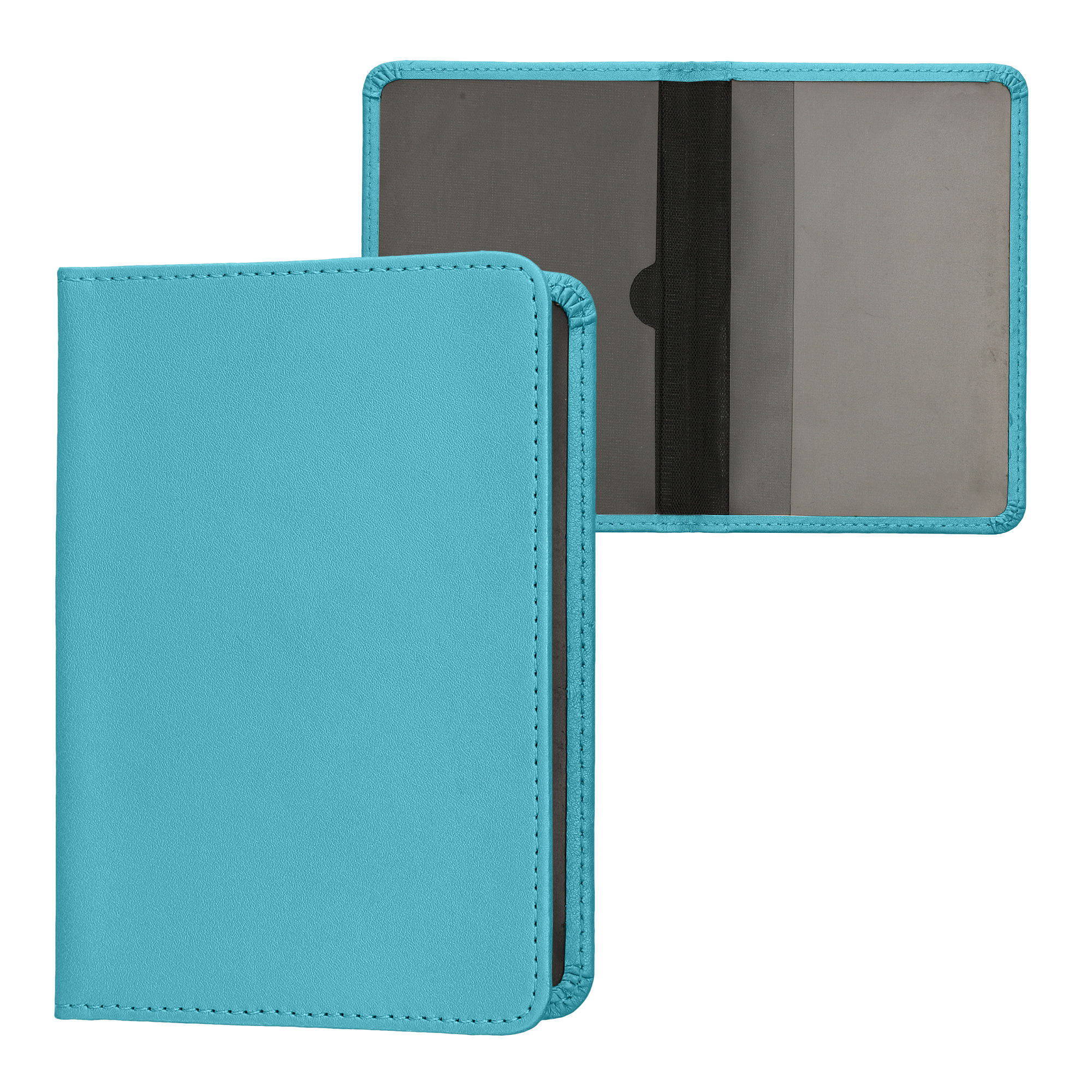 Obal na doklady od auta kwmobile PU kůže - 12 × 17,5 cm otevřené / 9,2 × 13 cm složené - karibská modrá