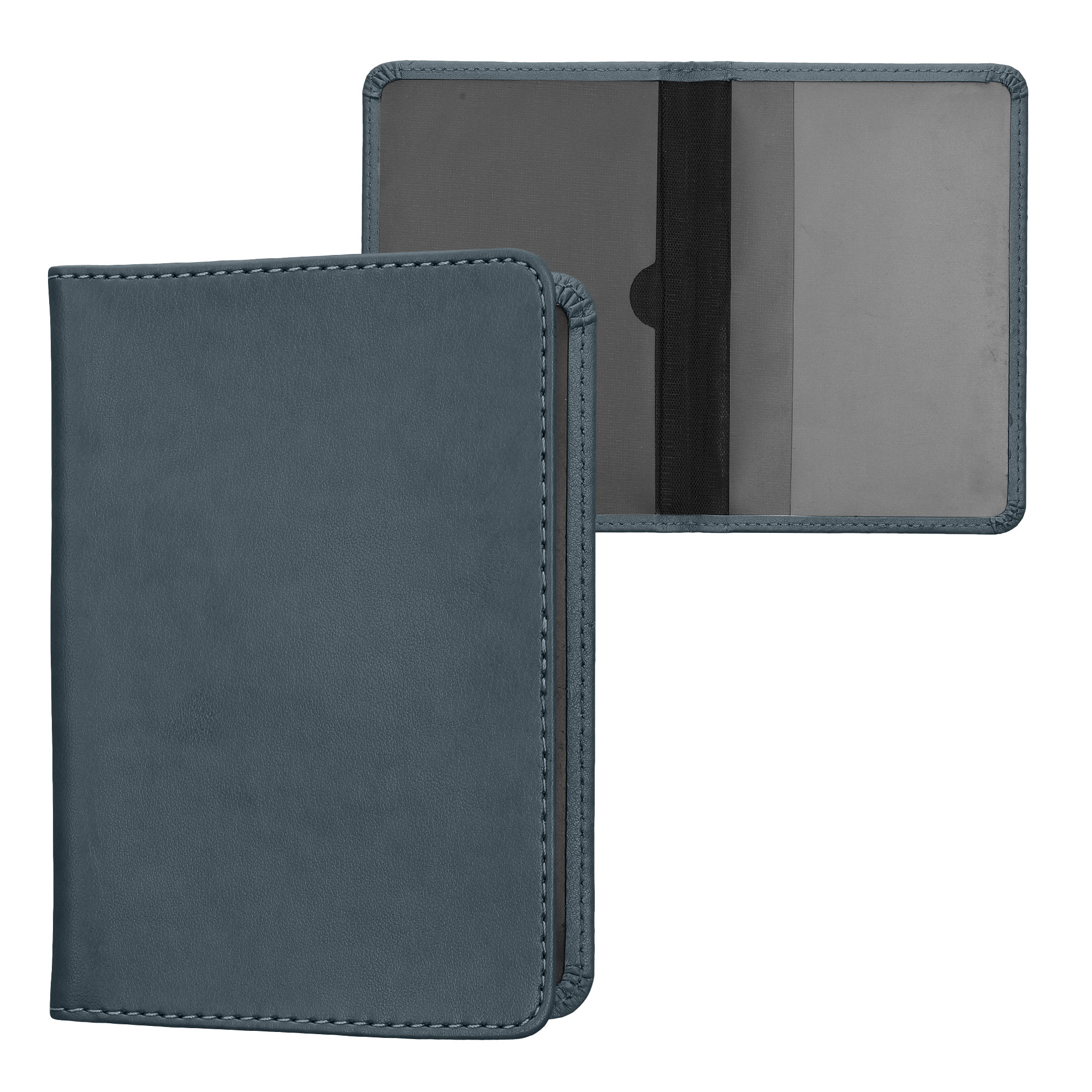 Obal na doklady od auta kwmobile PU kůže - 12 × 17,5 cm otevřené / 9,2 × 13 cm složené - tmavě břidlicová