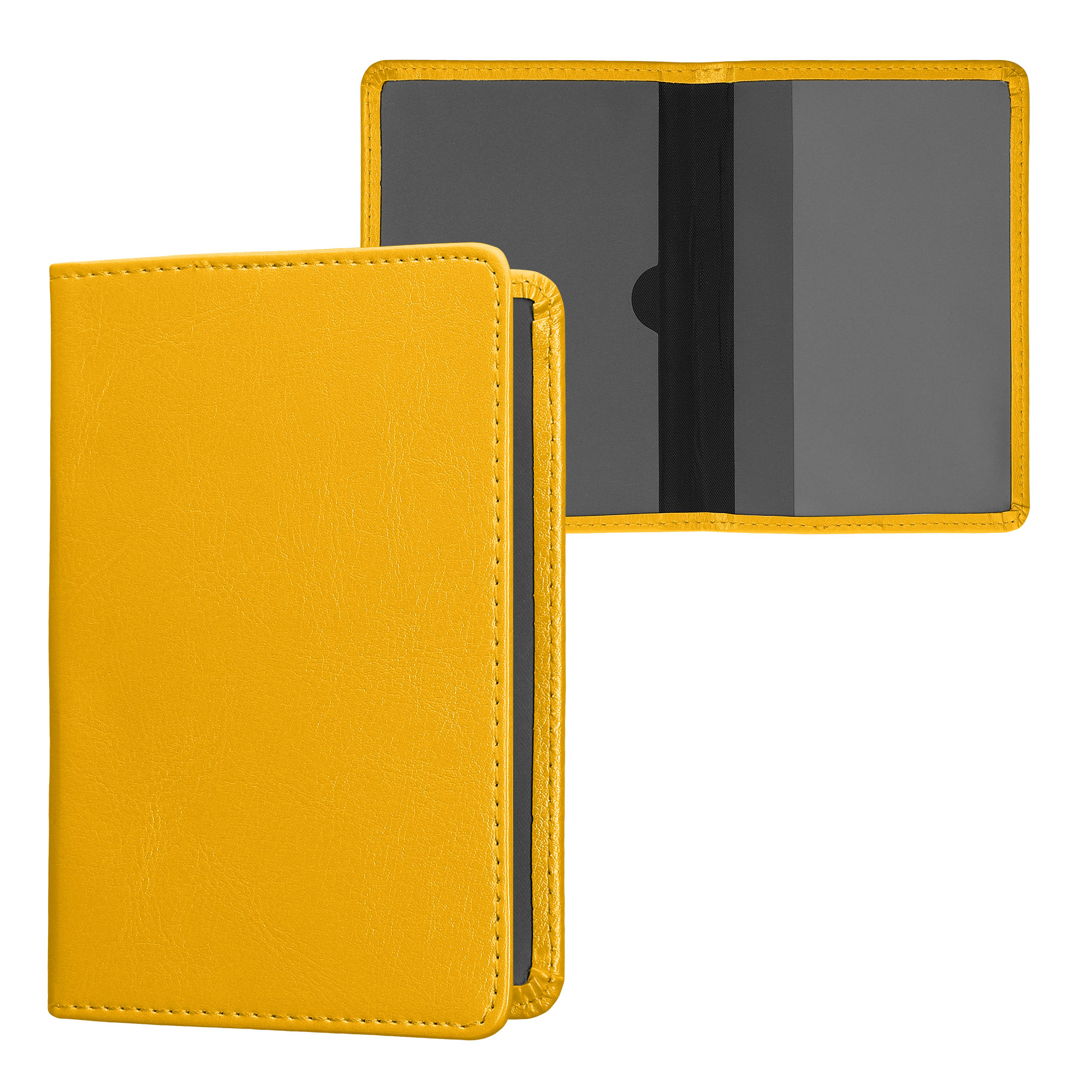 Obal na doklady od auta kwmobile 12 x 17,5 cm / 9,2 x 13 cm PU kůže - zářivě žlutá