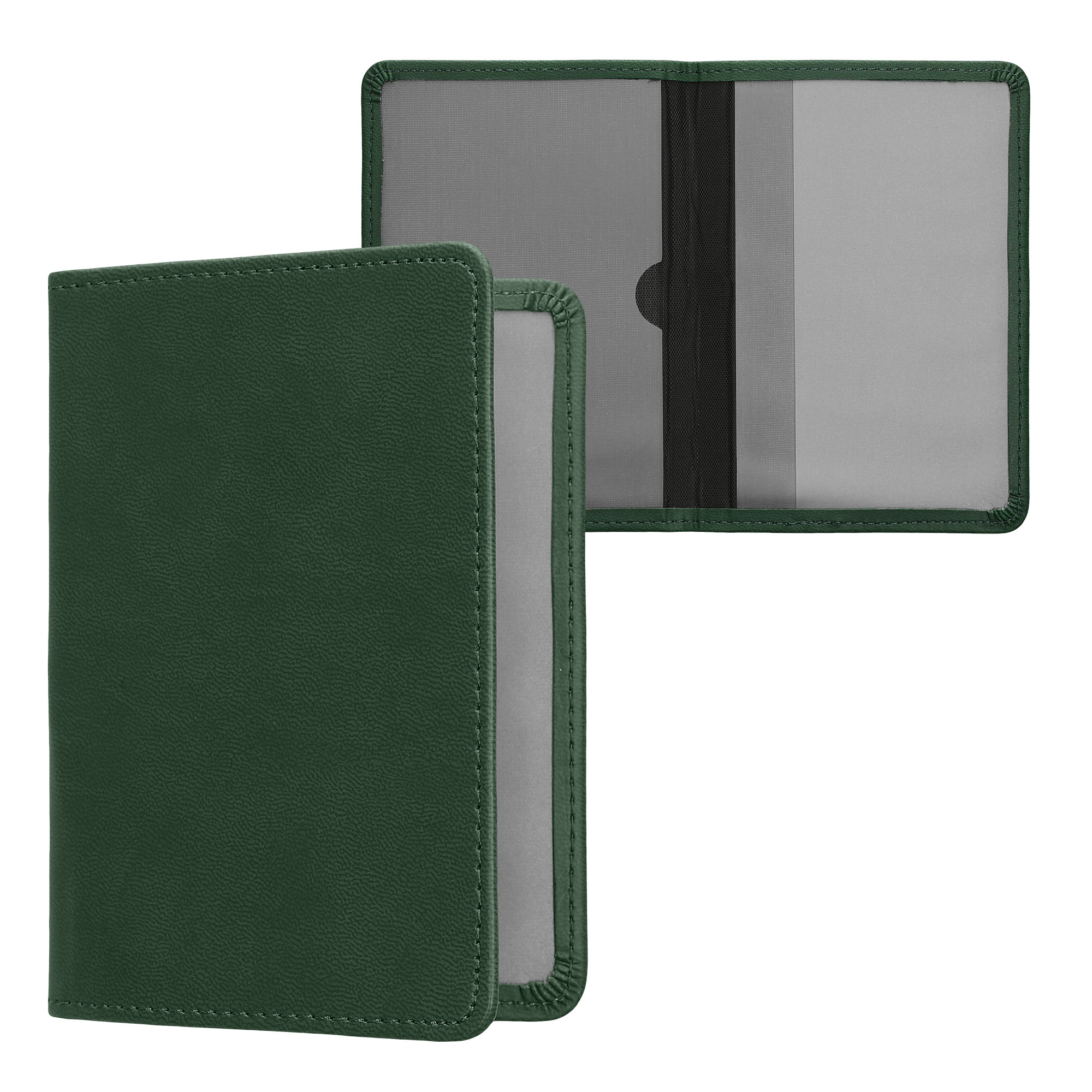 Obal na doklady od auta kwmobile PU kůže - 12 × 17,5 cm otevřené / 9,2 × 13 cm složené - lesní zelená