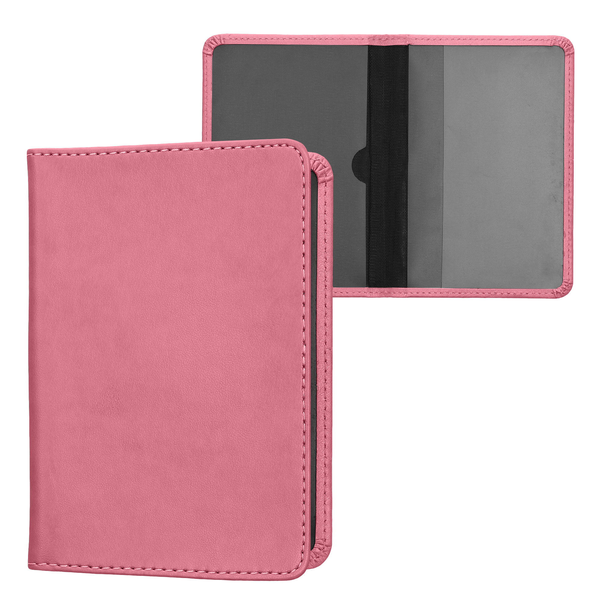 Obal na doklady od auta kwmobile PU kůže - 12 × 17,5 cm otevřené / 9,2 × 13 cm složené - růžová