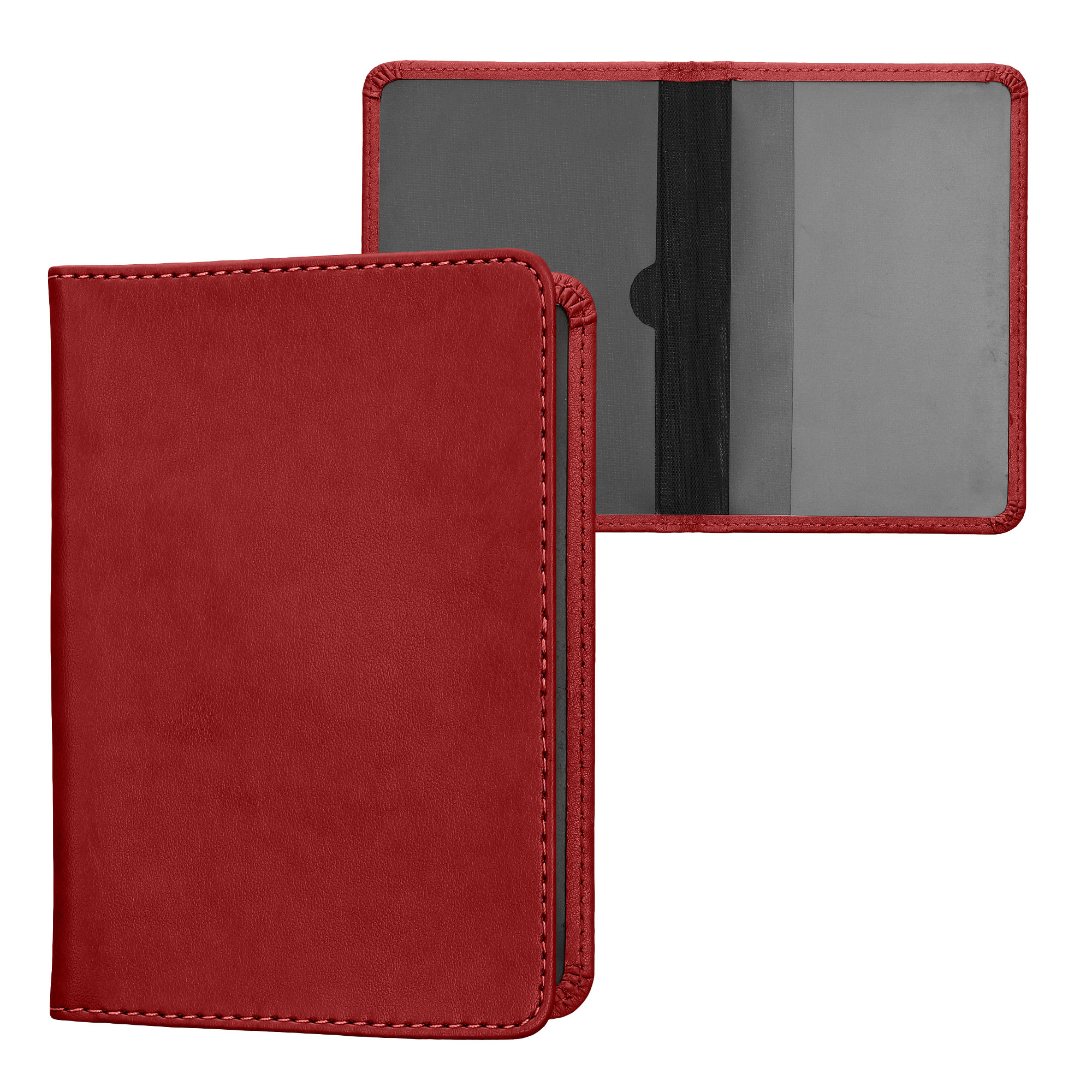 Obal na doklady od auta kwmobile 12 x 17,5 cm / 9,2 x 13 cm PU kůže - rebarborově červená