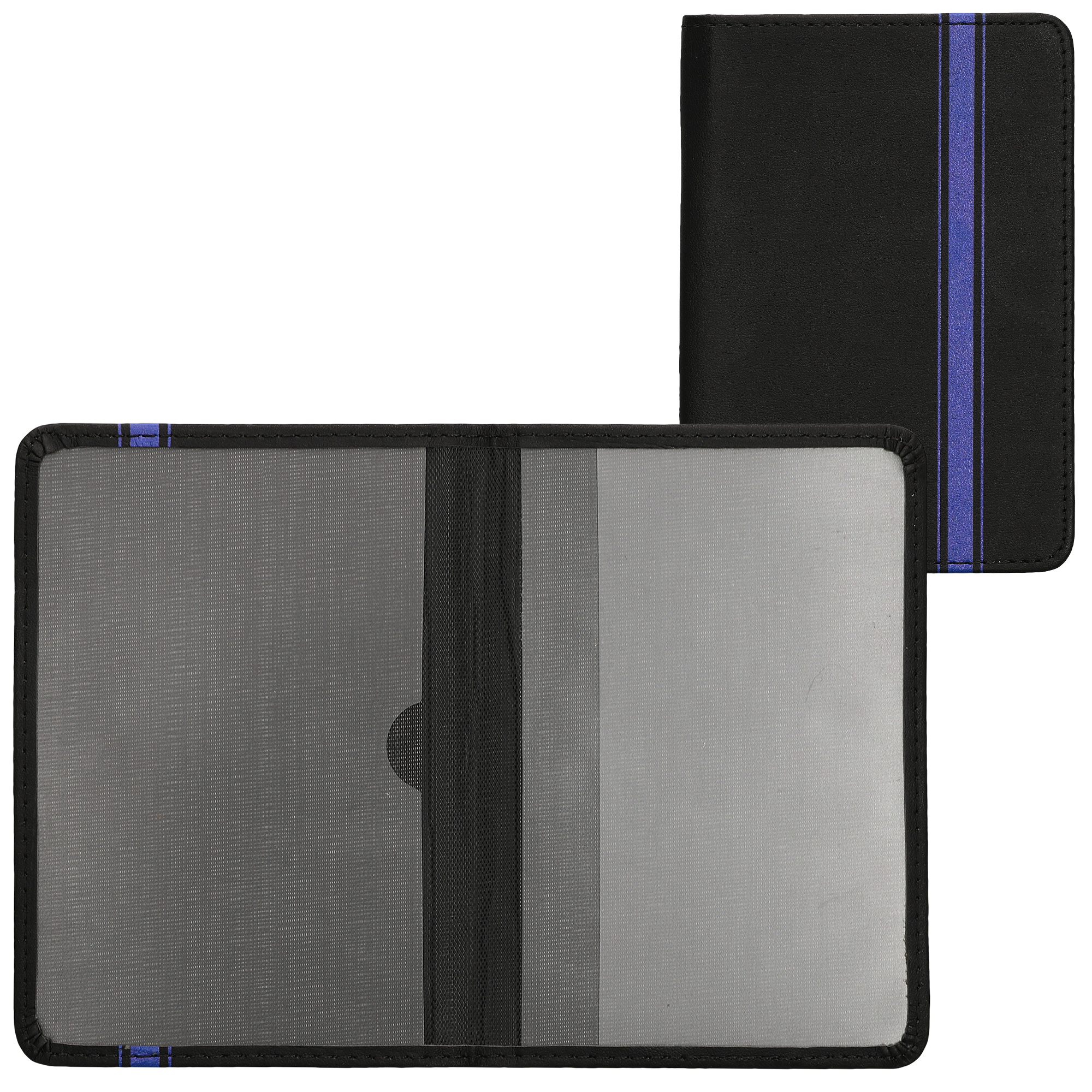 Obal na doklady od auta kwmobile PU kůže - 12 × 17,5 cm otevřené / 9,2 × 13 cm složené - modrá / černá