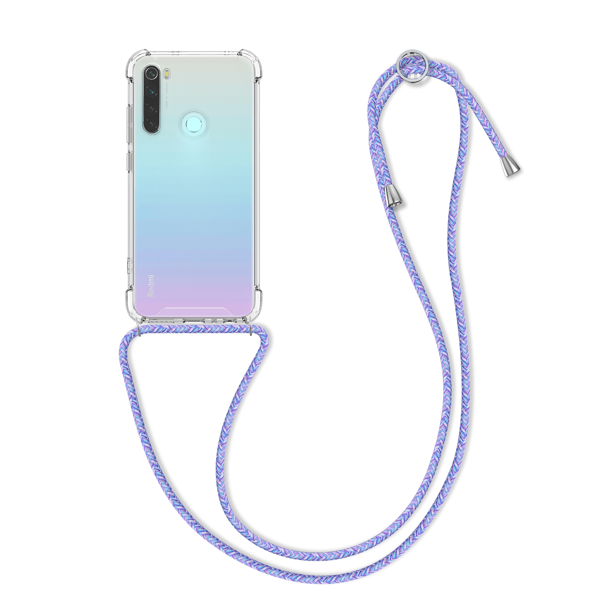 Crossbody kryt kwmobile pro Xiaomi Redmi Note 8 (2019 / 2021) - lavender / violet / light blue / transparent