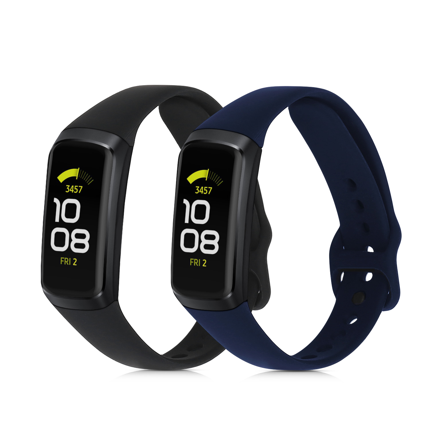 Silikonový řemínek na chytré hodinky Samsung Galaxy Fit (SM-R370) kwmobile 2 ks černo-tmavě modrý