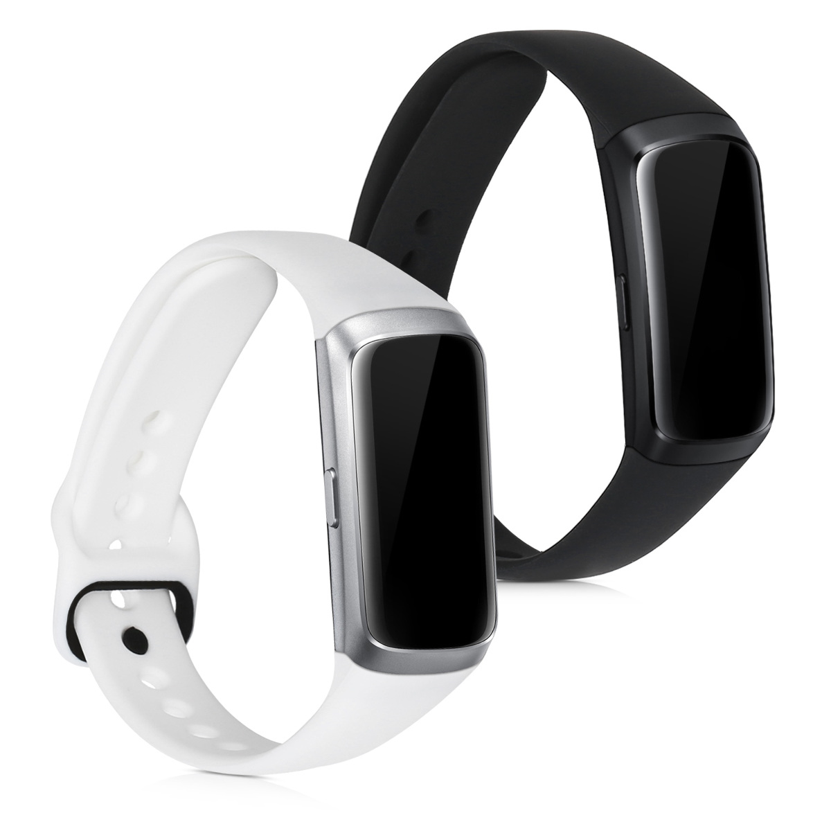 Silikonový řemínek na chytré hodinky Samsung Galaxy Fit (SM-R370) kwmobile 2 ks bílo-černý