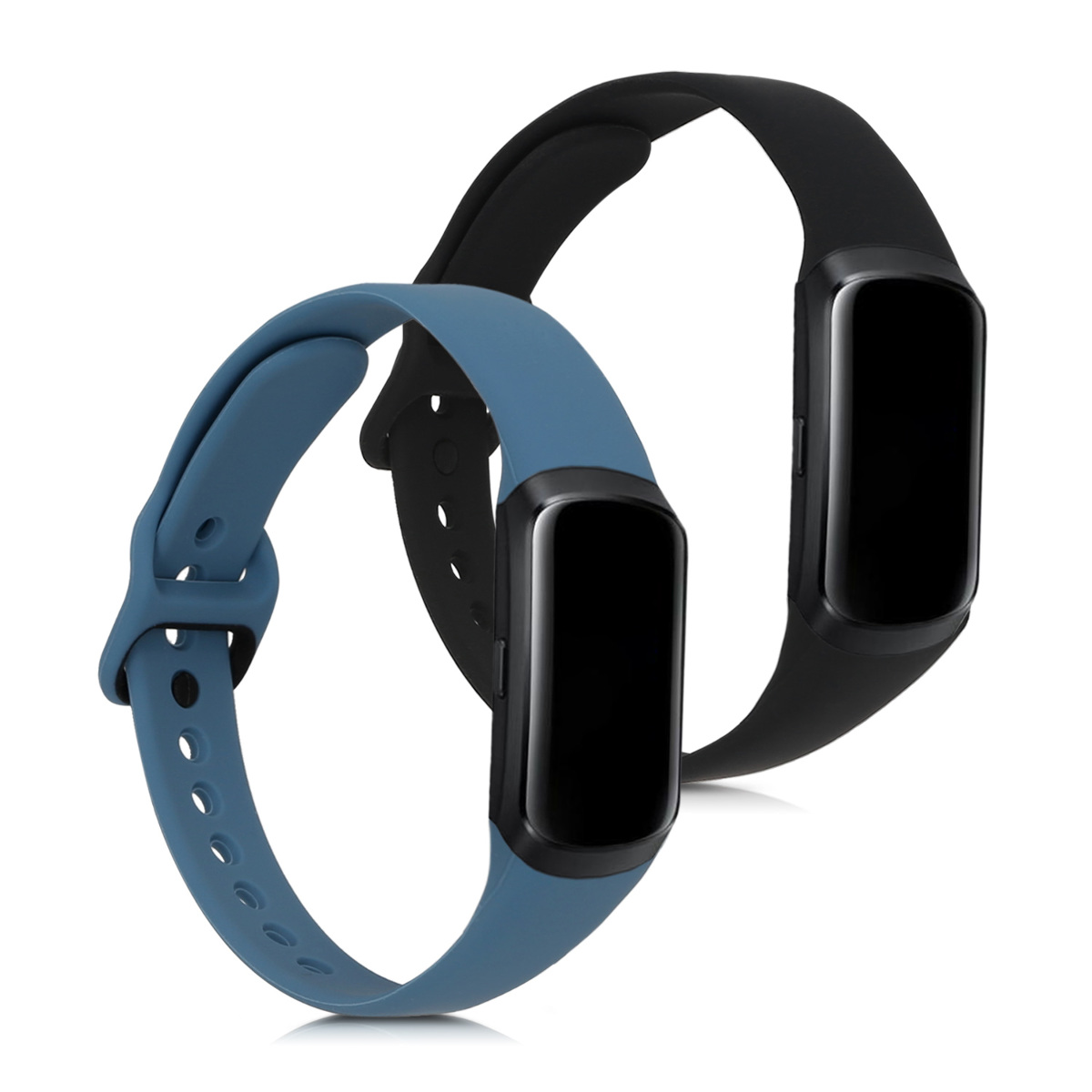 Silikonový řemínek na chytré hodinky Samsung Galaxy Fit (SM-R370) kwmobile 2 ks antracitovo-černý