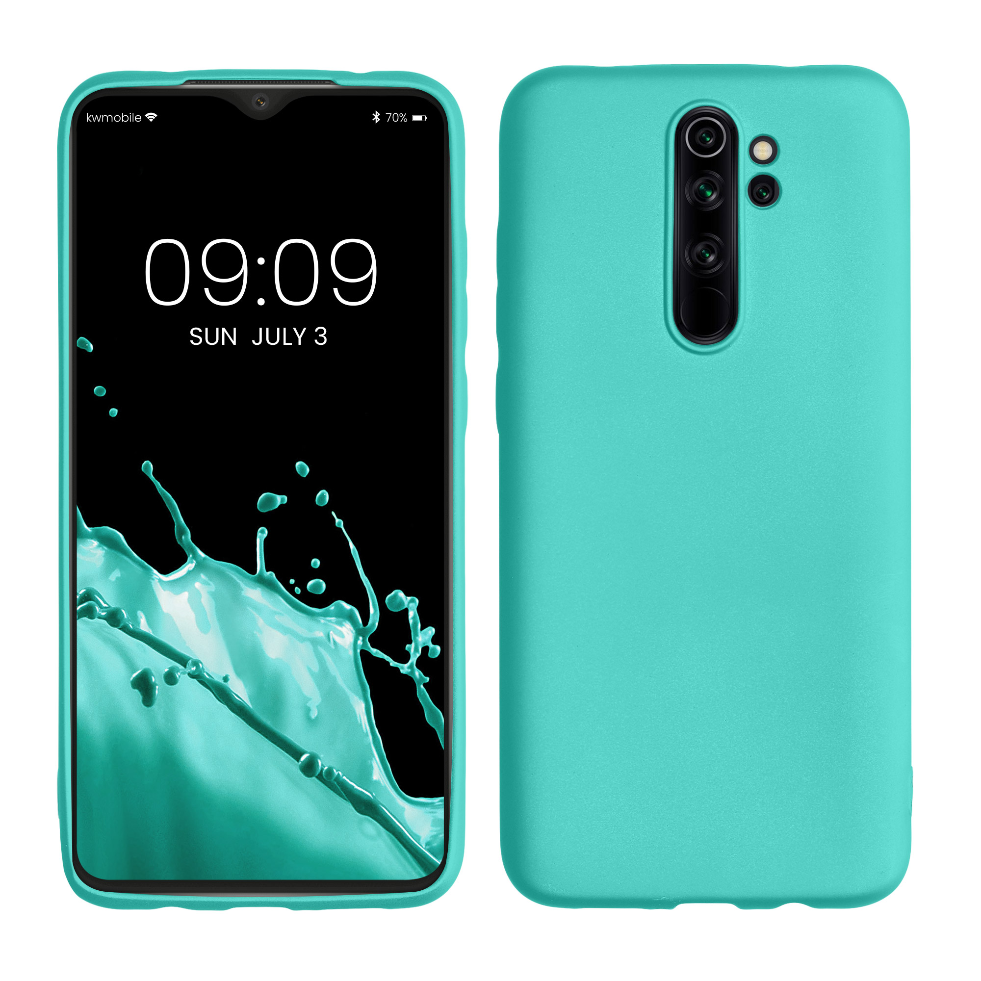 Metalický TPU kryt kwmobile pro Xiaomi Redmi Note 8 Pro - metalická tyrkysová