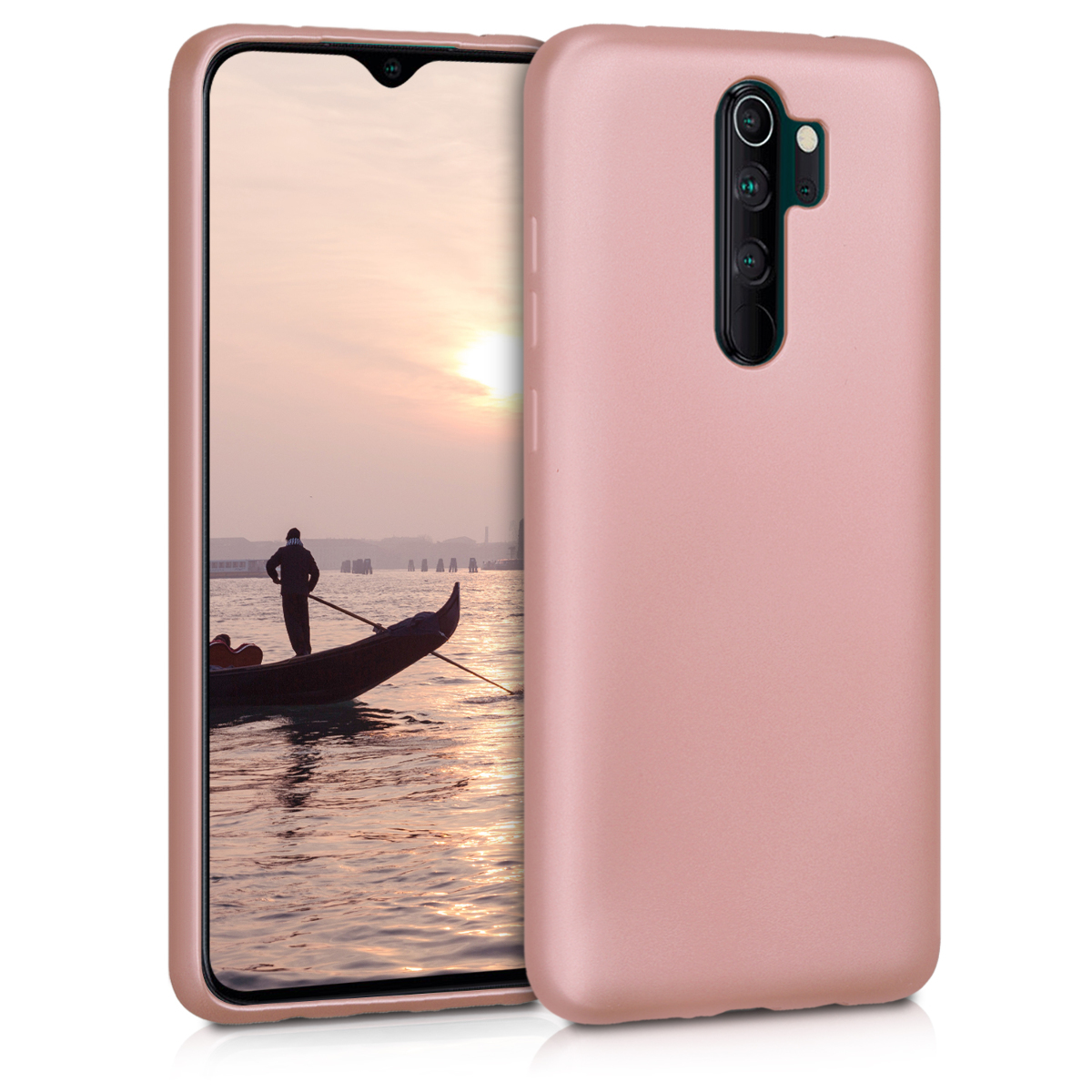 Metalický TPU kryt kwmobile pro Xiaomi Redmi Note 8 Pro - metalická růžově zlatá