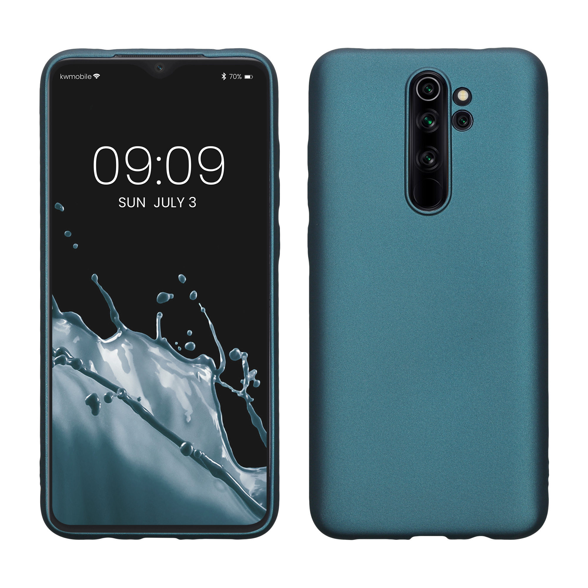 Metalický TPU kryt kwmobile pro Xiaomi Redmi Note 8 Pro - metalická karibská modrá