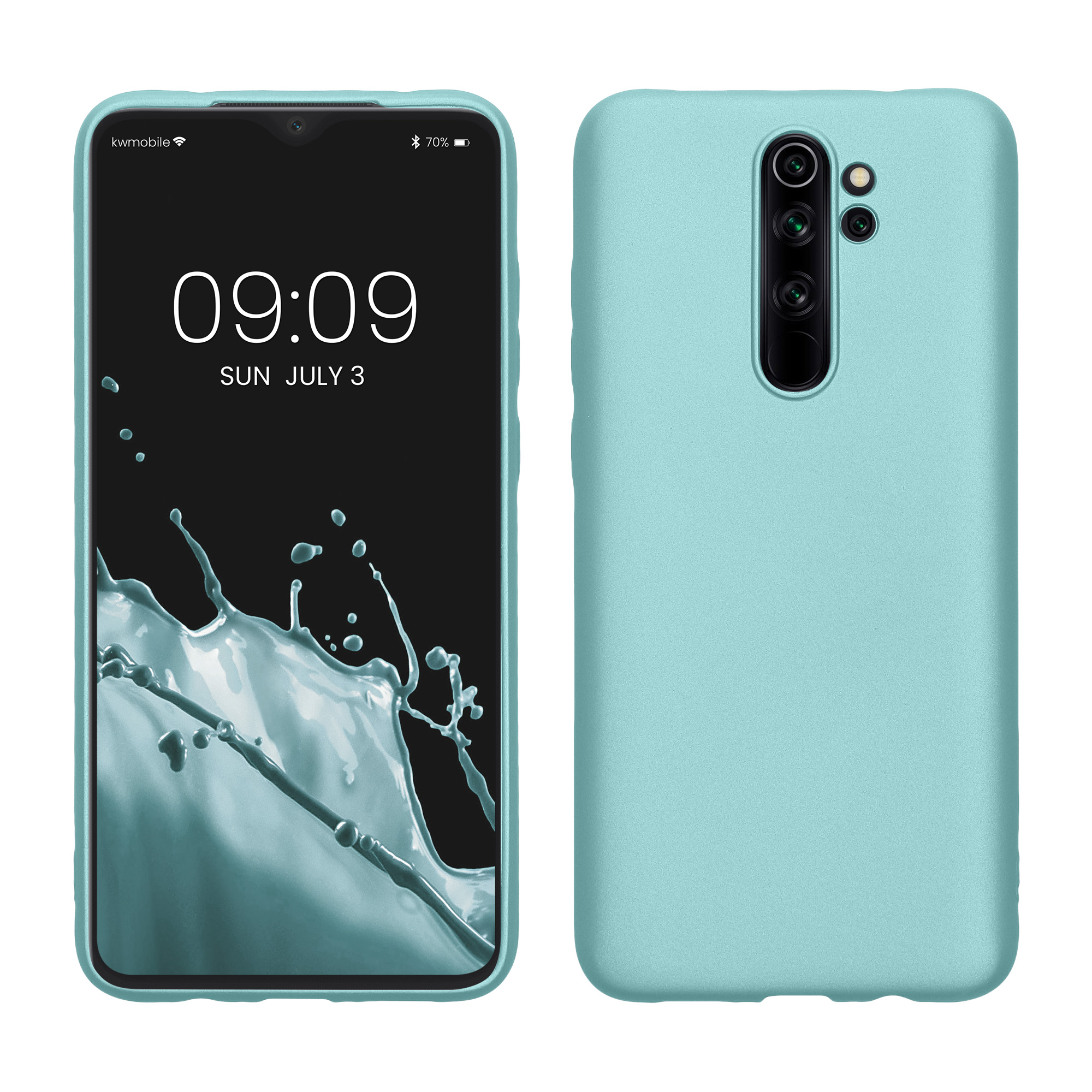Metalický TPU kryt kwmobile pro Xiaomi Redmi Note 8 Pro - metalická mátově zelená