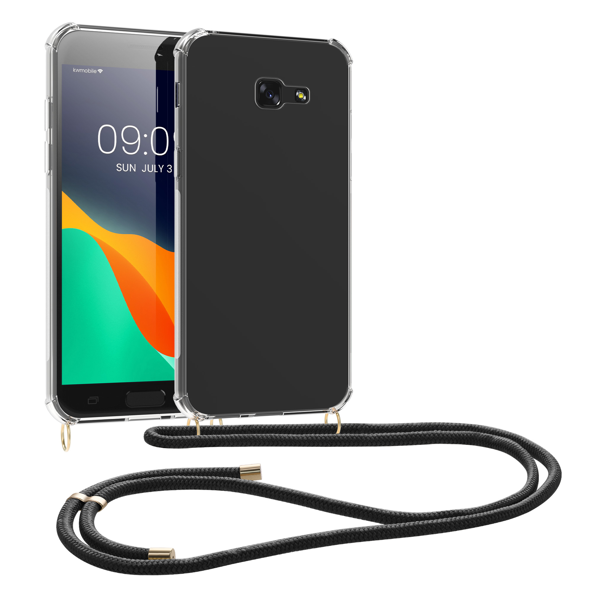 Crossbody kryt na mobil Samsung Galaxy A5 (2017) kwmobile se šňůrkou Černá / transparentn