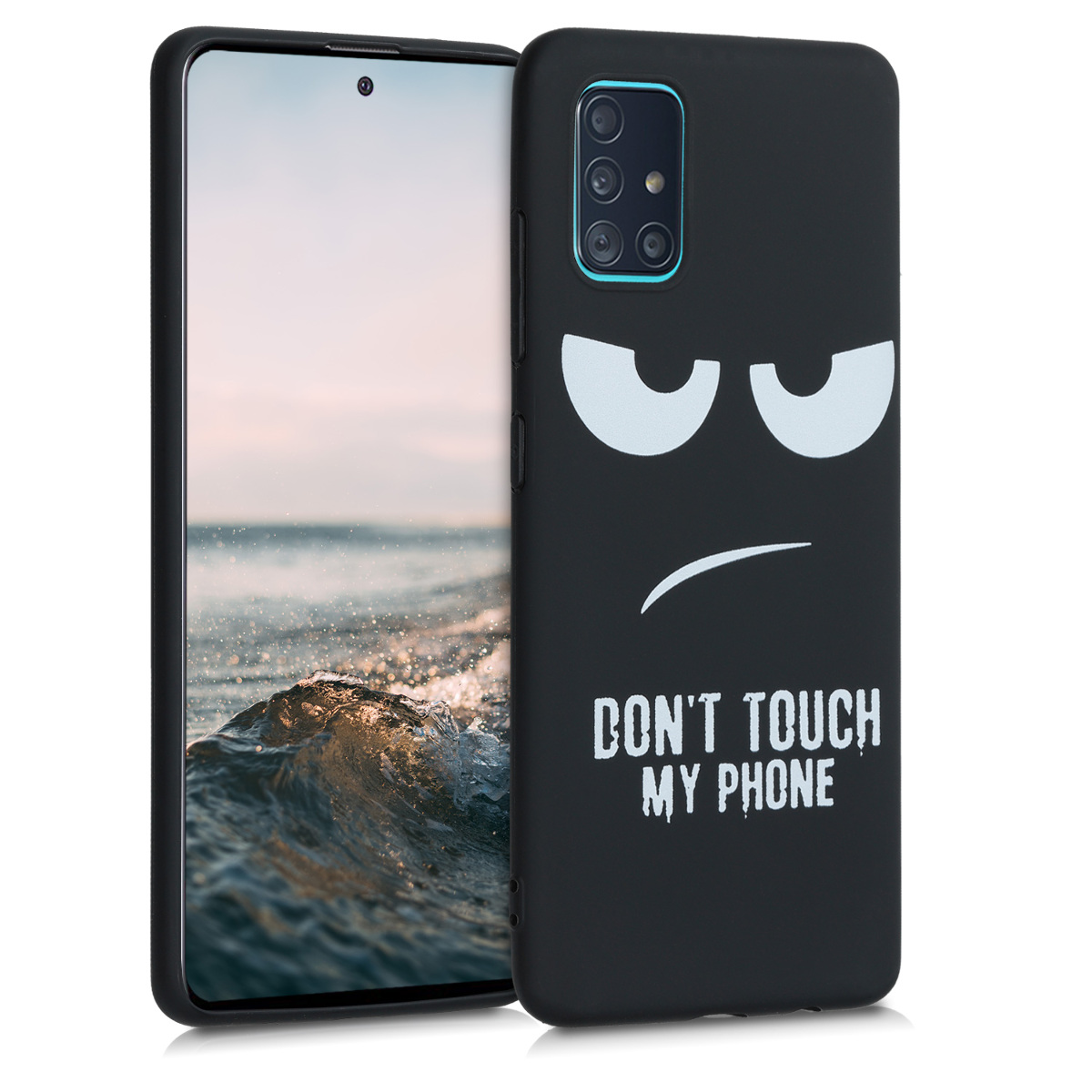 Kryt na mobil Samsung Galaxy A51 kwmobile motiv Don't Touch My Phone - Don't Touch My Phone - bílá / černá