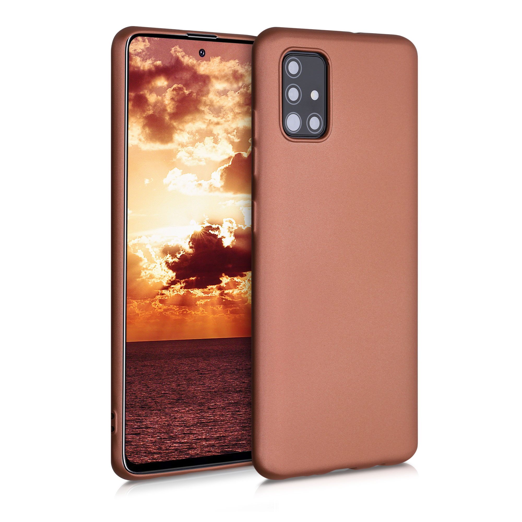 Kryt na mobil Samsung Galaxy A51 kwmobile TPU metalický Metalická bronzová