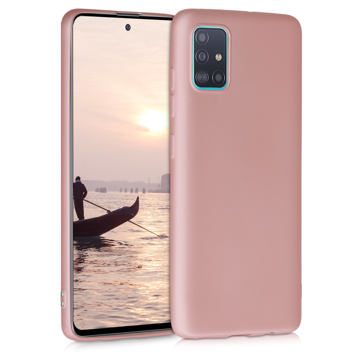 Pouzdro pro Samsung Galaxy A51 kwmobile tenké metalické silikonové - metalická růžové zlato