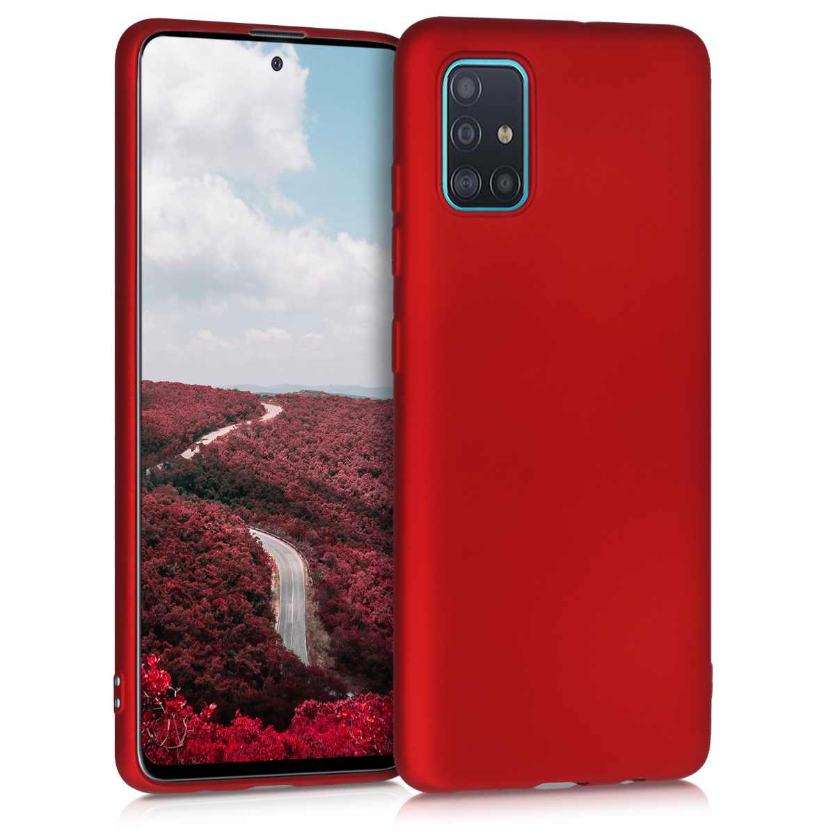 Kryt na mobil Samsung Galaxy A51 kwmobile TPU metalický Metalická tmavě červená