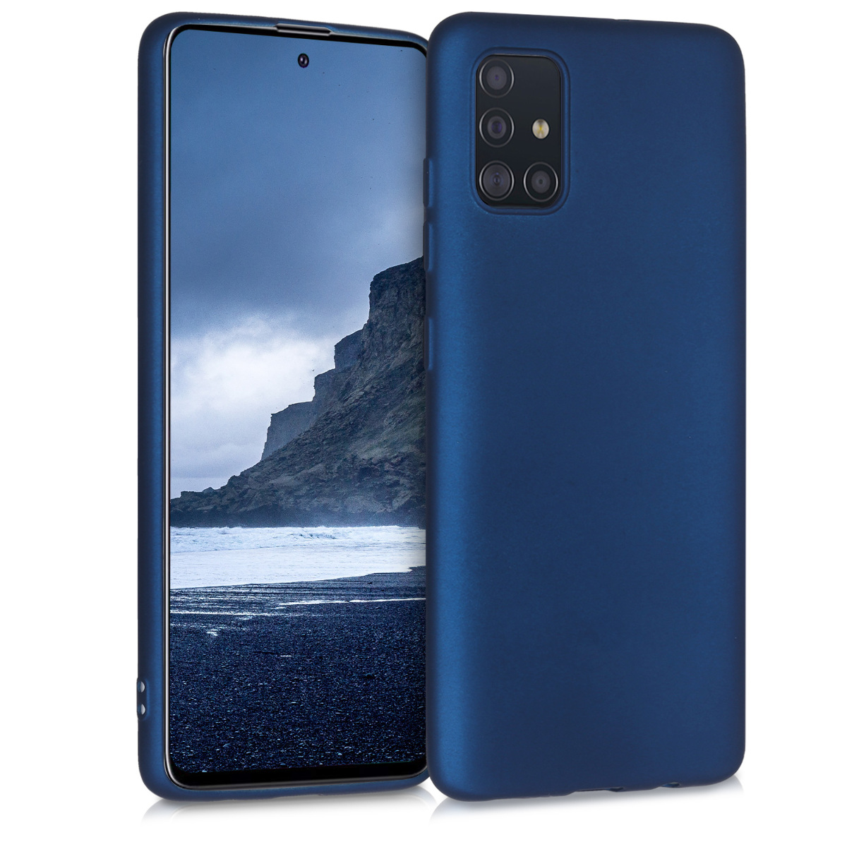 Kryt na mobil Samsung Galaxy A51 kwmobile TPU metalický Metalická modrá