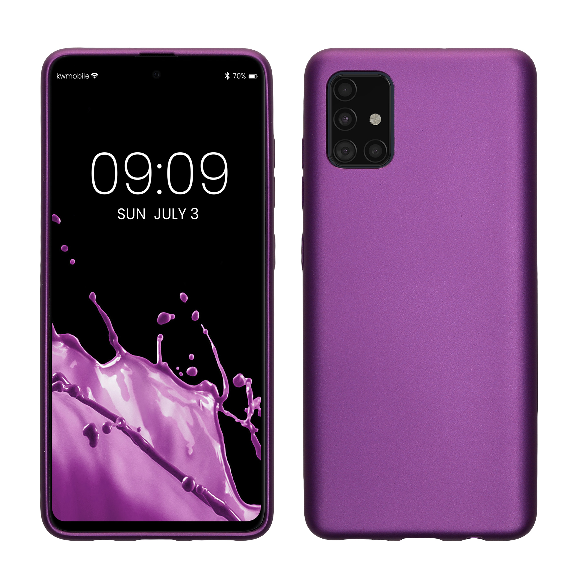 Kryt na mobil Samsung Galaxy A51 kwmobile TPU metalický Metalická fialová
