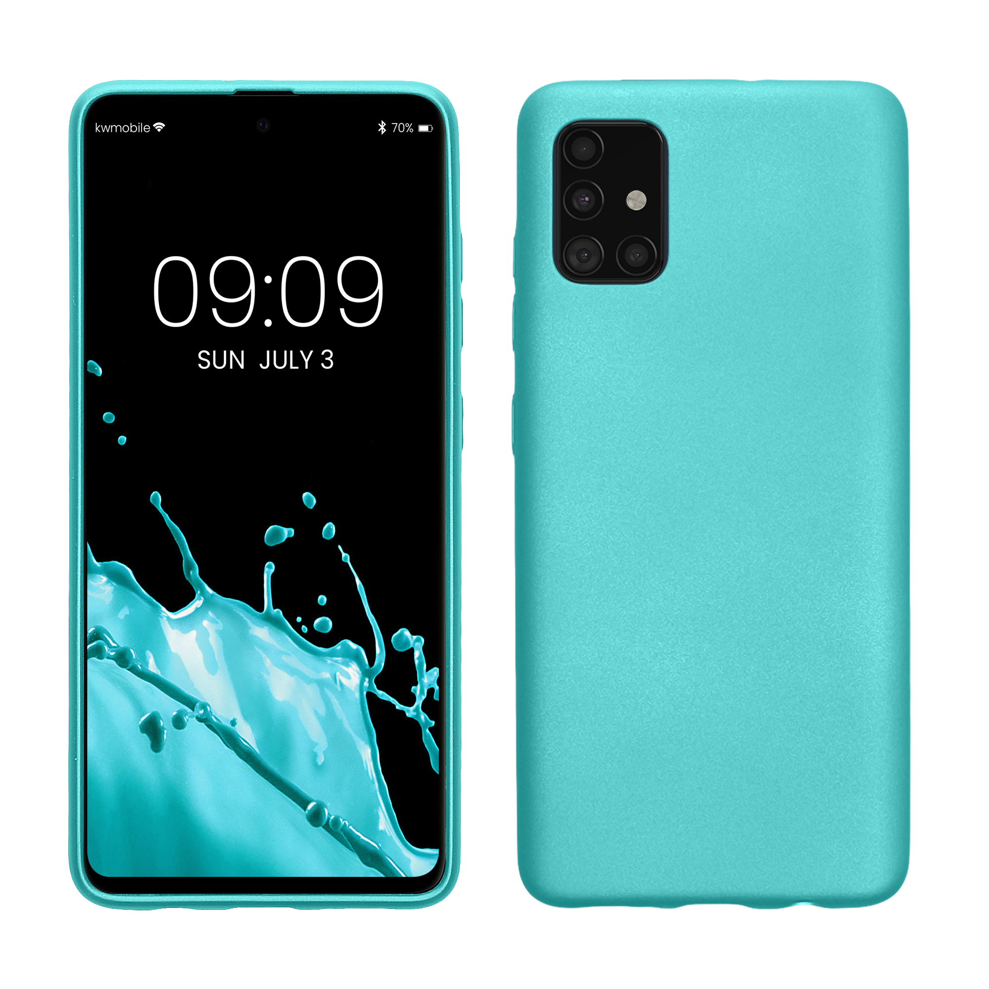 Kryt na mobil Samsung Galaxy A51 kwmobile TPU metalický Metalická mátová zelená