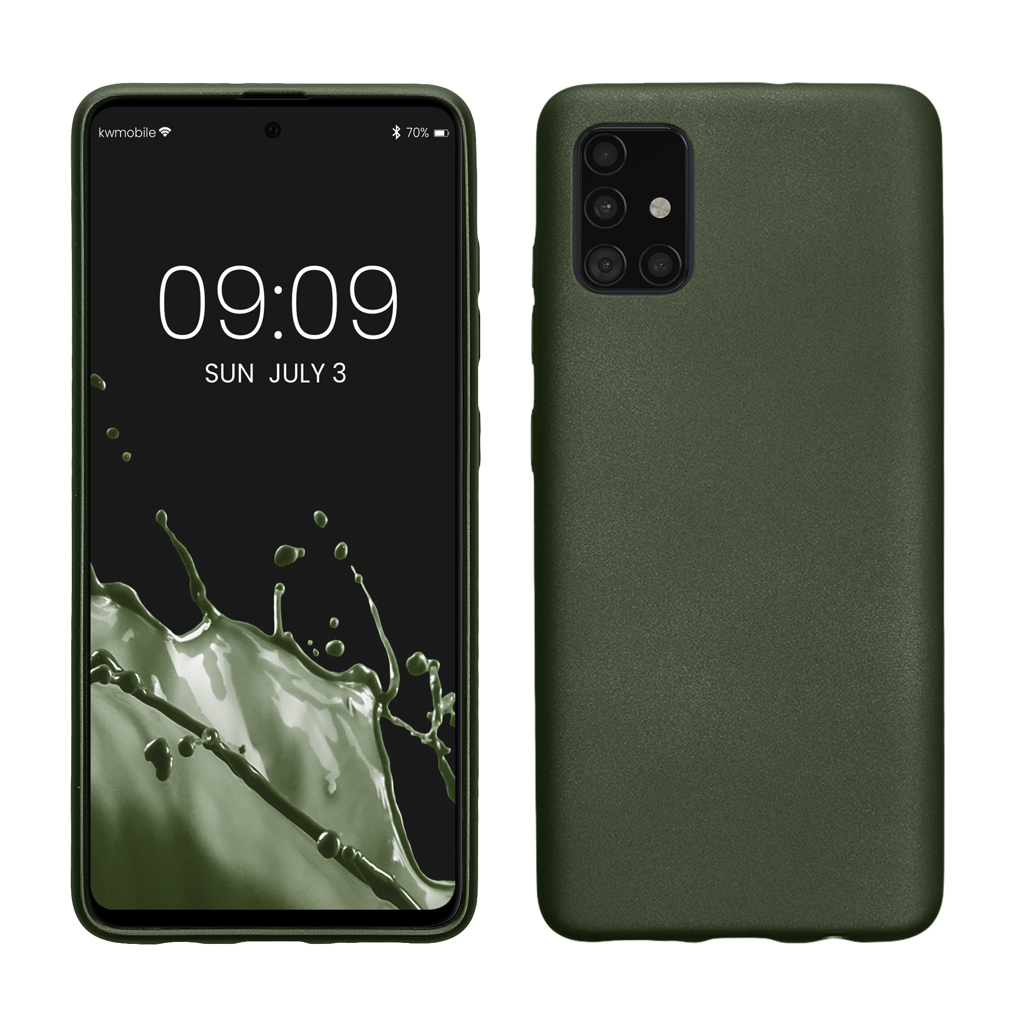 Kryt na mobil Samsung Galaxy A51 kwmobile TPU metalický Metalická lesní zelená
