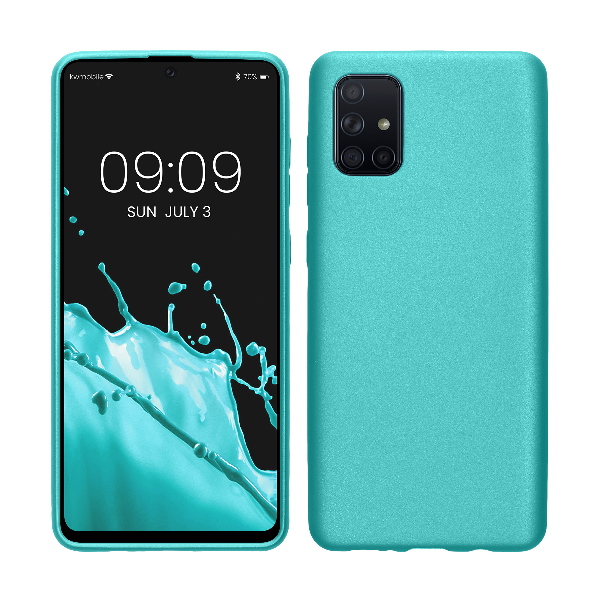 Metalický kryt na mobil Samsung Galaxy A71 kwmobile Metallic Mint Green