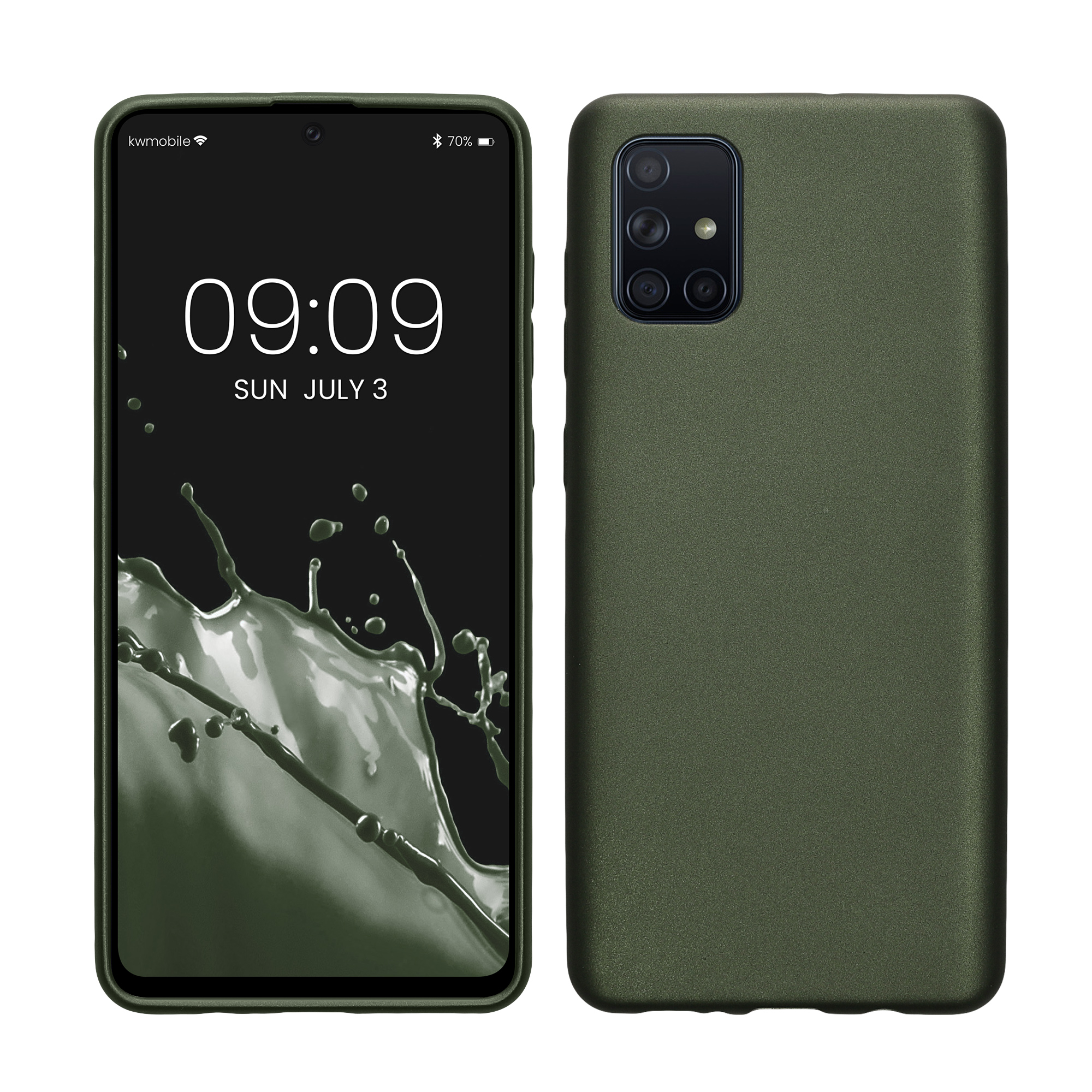 Metalický kryt na mobil Samsung Galaxy A71 kwmobile metalicky lesně zelený