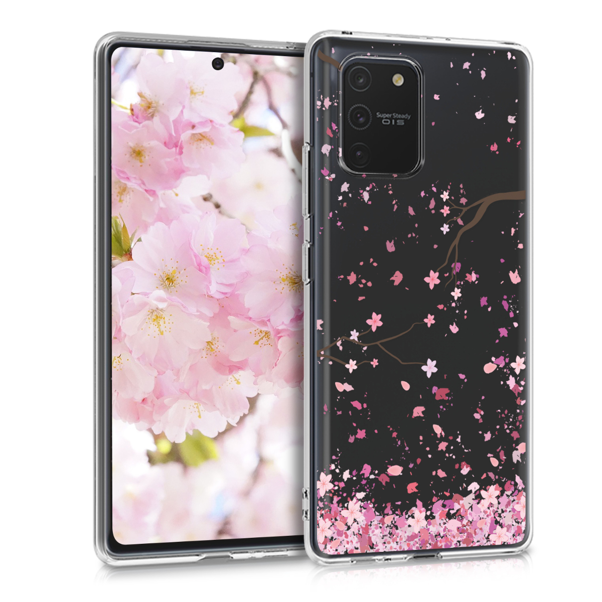 Čirý kryt na mobil Samsung Galaxy S10 Lite kwmobile Cherry Blossoms růžovo-tmavě hnědo-transparentní
