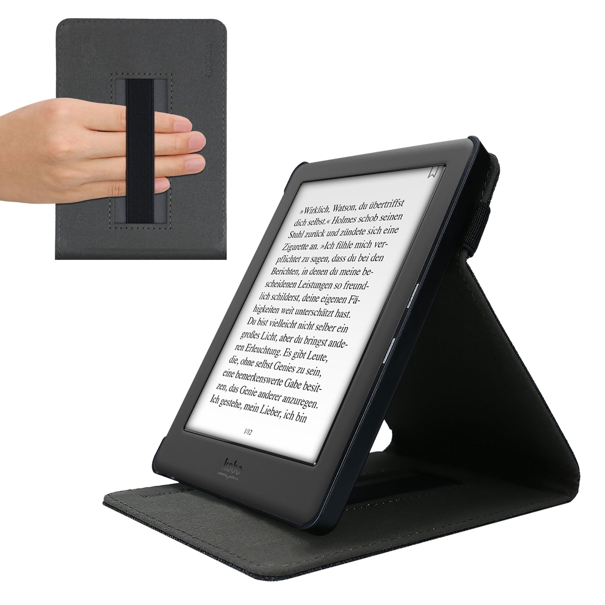 Pouzdro na čtečku kwmobile pro Kobo Glo HD / Touch 2.0 - tmavě šedá