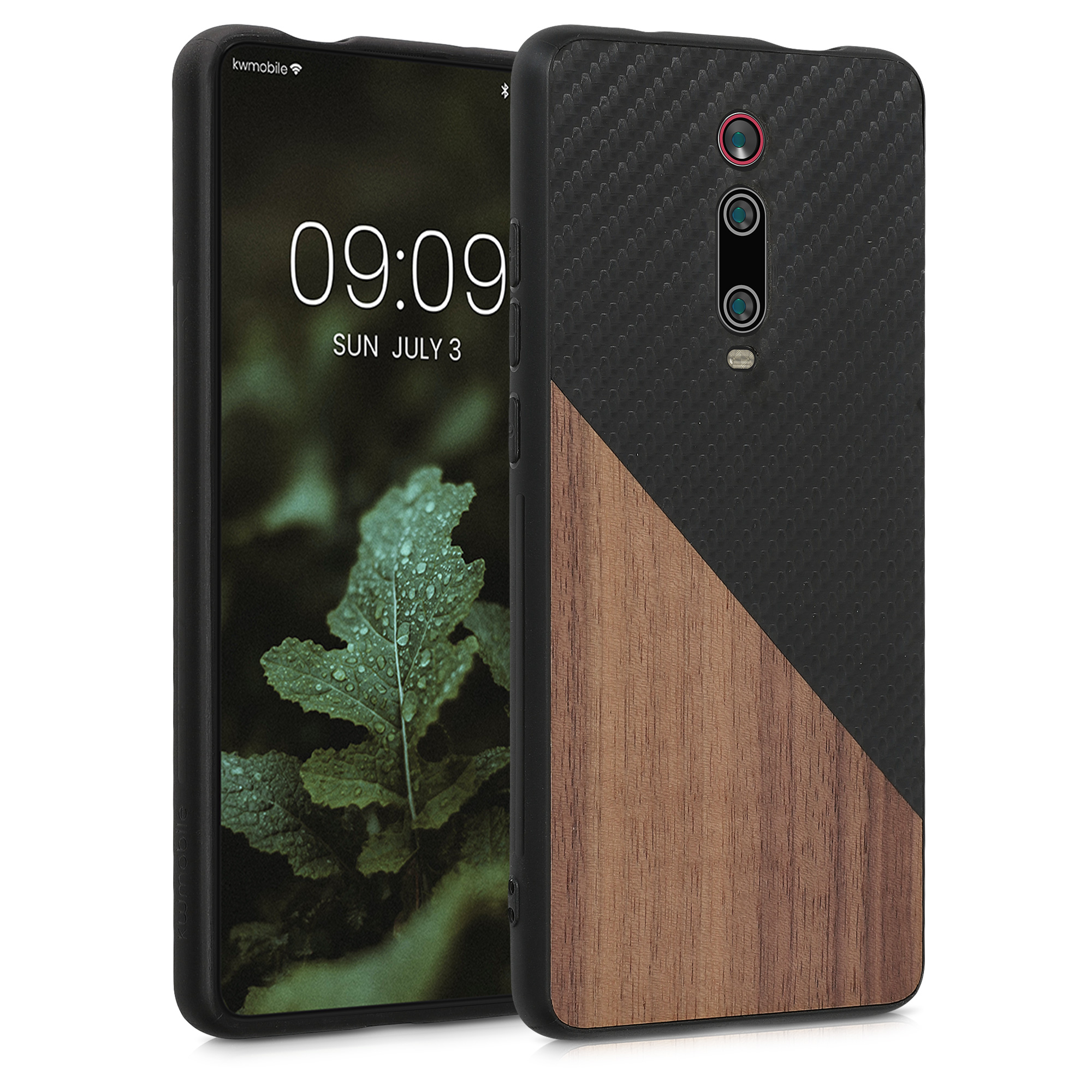 Dřevěný kryt kwmobile Xiaomi Mi 9T (Pro) / Redmi K20 (Pro), Two-Tone Wood Black / Dark Brown