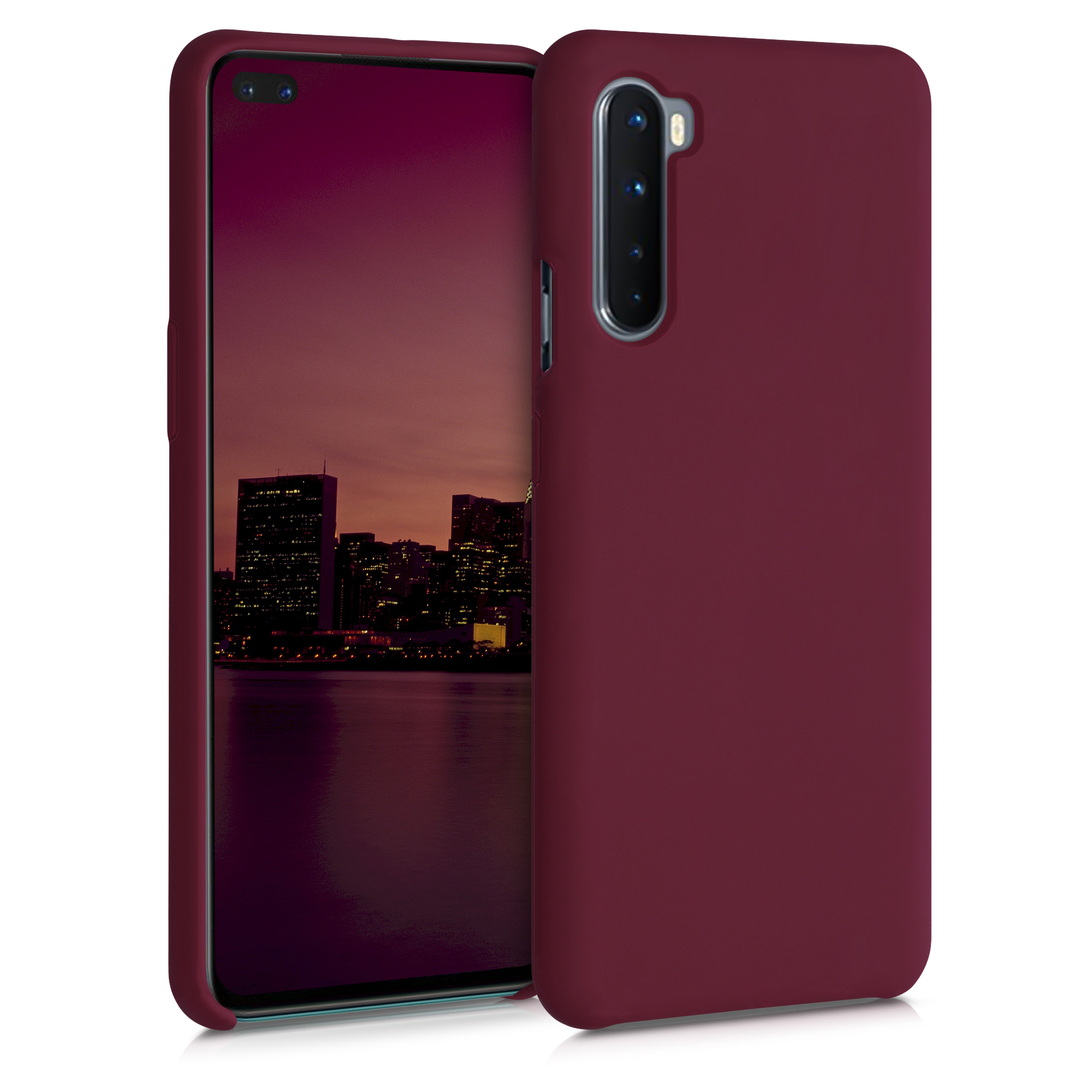 Kwmobile Silikonový kryt OnePlus Nord rebarborově červená