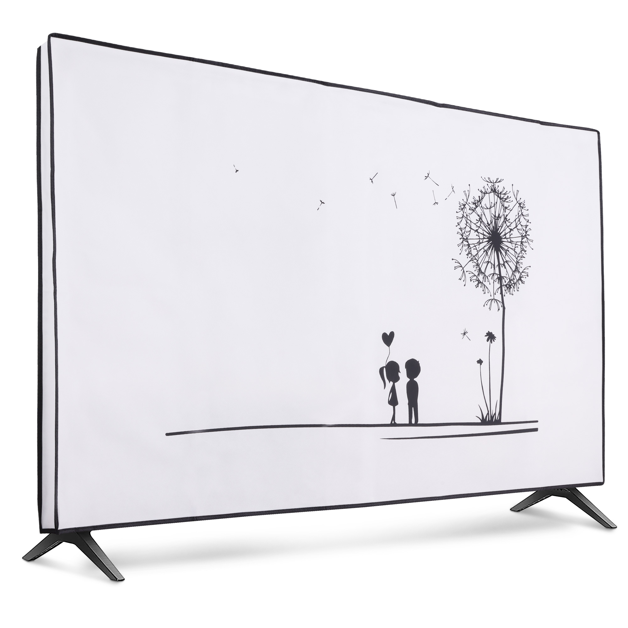 Vnitřní kryt na TV 55" kwmobile - syntetická látka černá / bílá