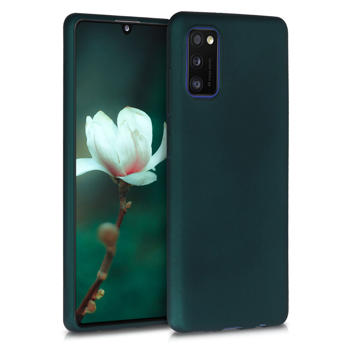 Kryt na mobil Samsung Galaxy A41 kwmobile TPU metalický Metalická petrolejová