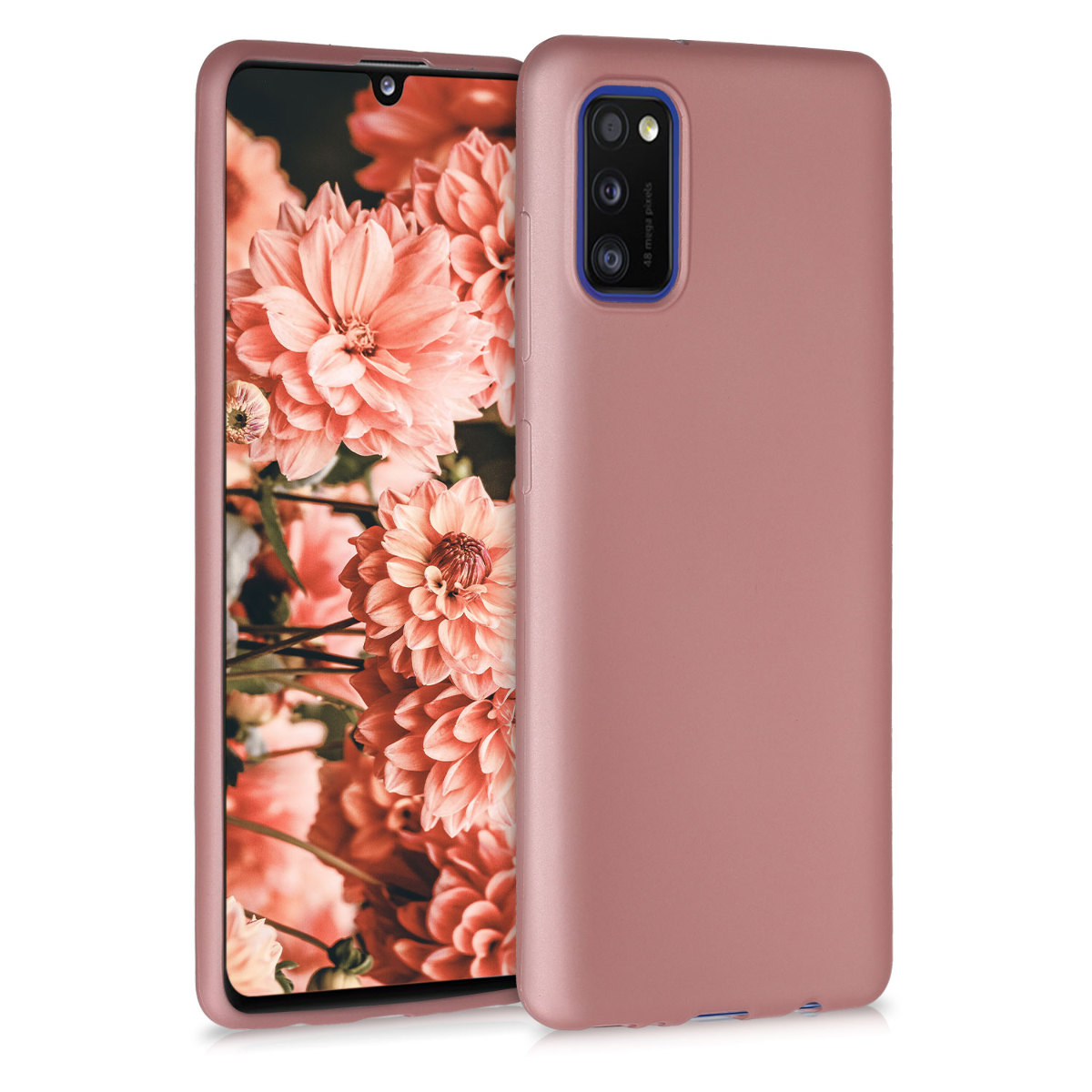Kryt na mobil Samsung Galaxy A41 kwmobile TPU metalický Metalická růžová zlatá