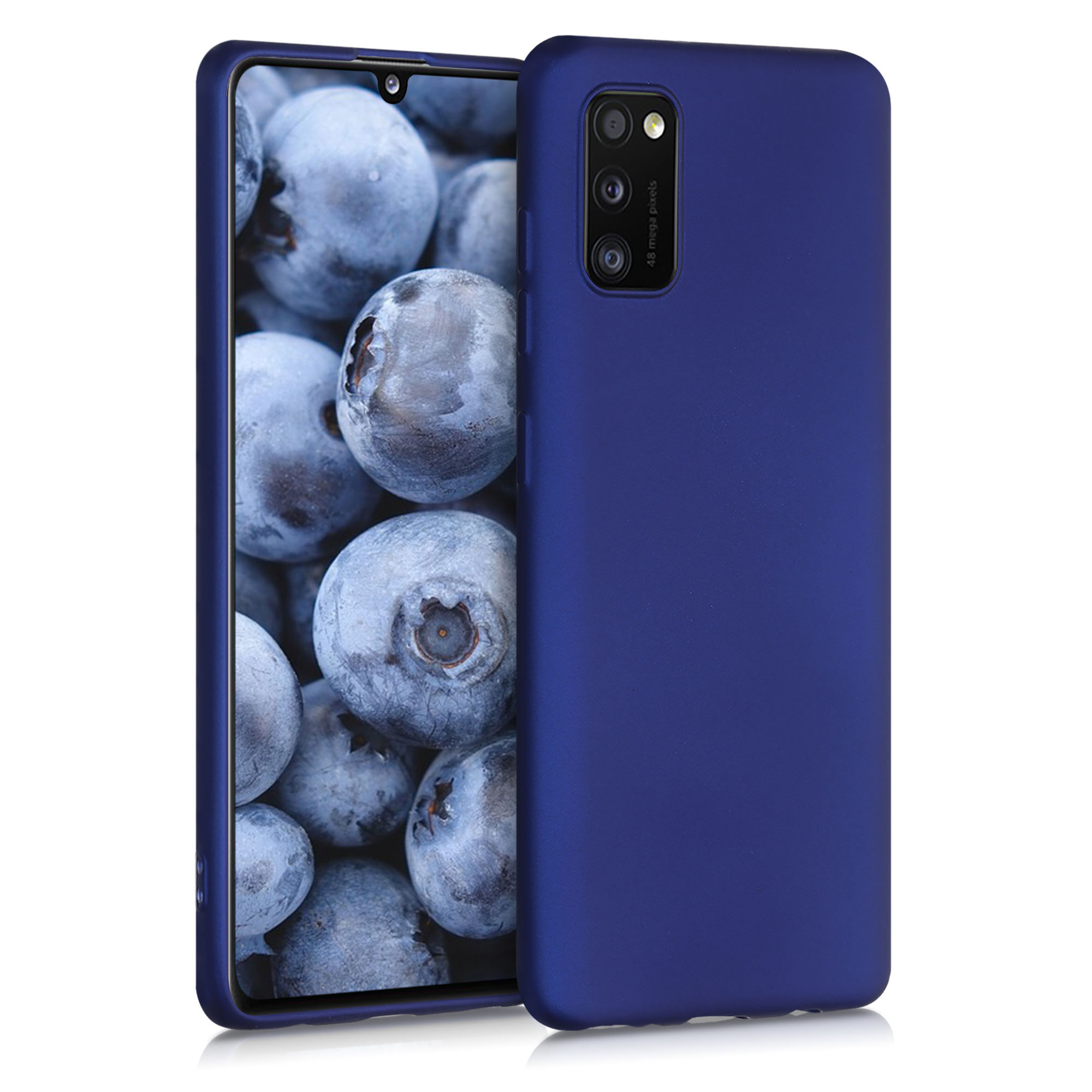 Kryt na mobil Samsung Galaxy A41 kwmobile TPU metalický Metalická modrá