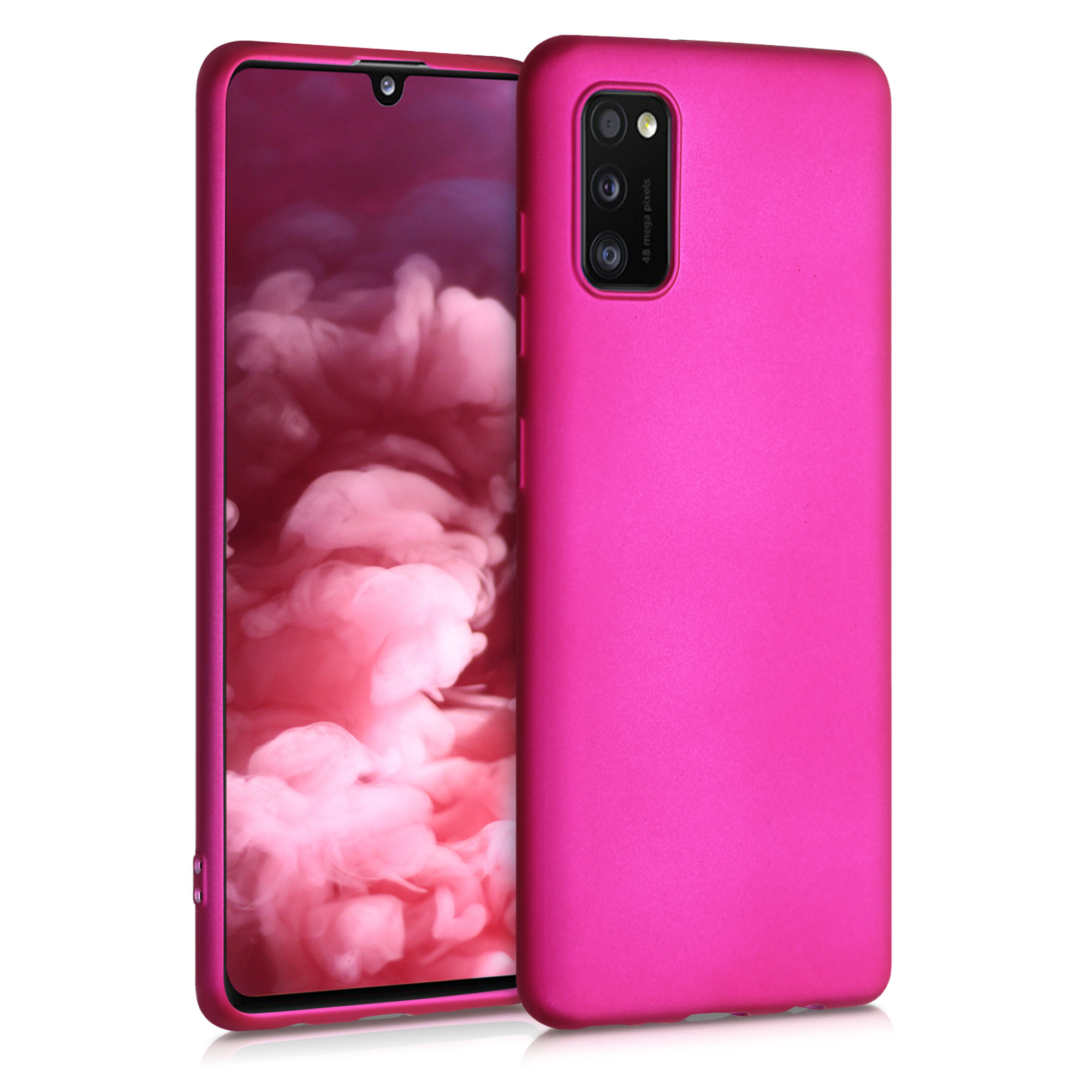 Kryt na mobil Samsung Galaxy A41 kwmobile TPU metalický Metalická růžová