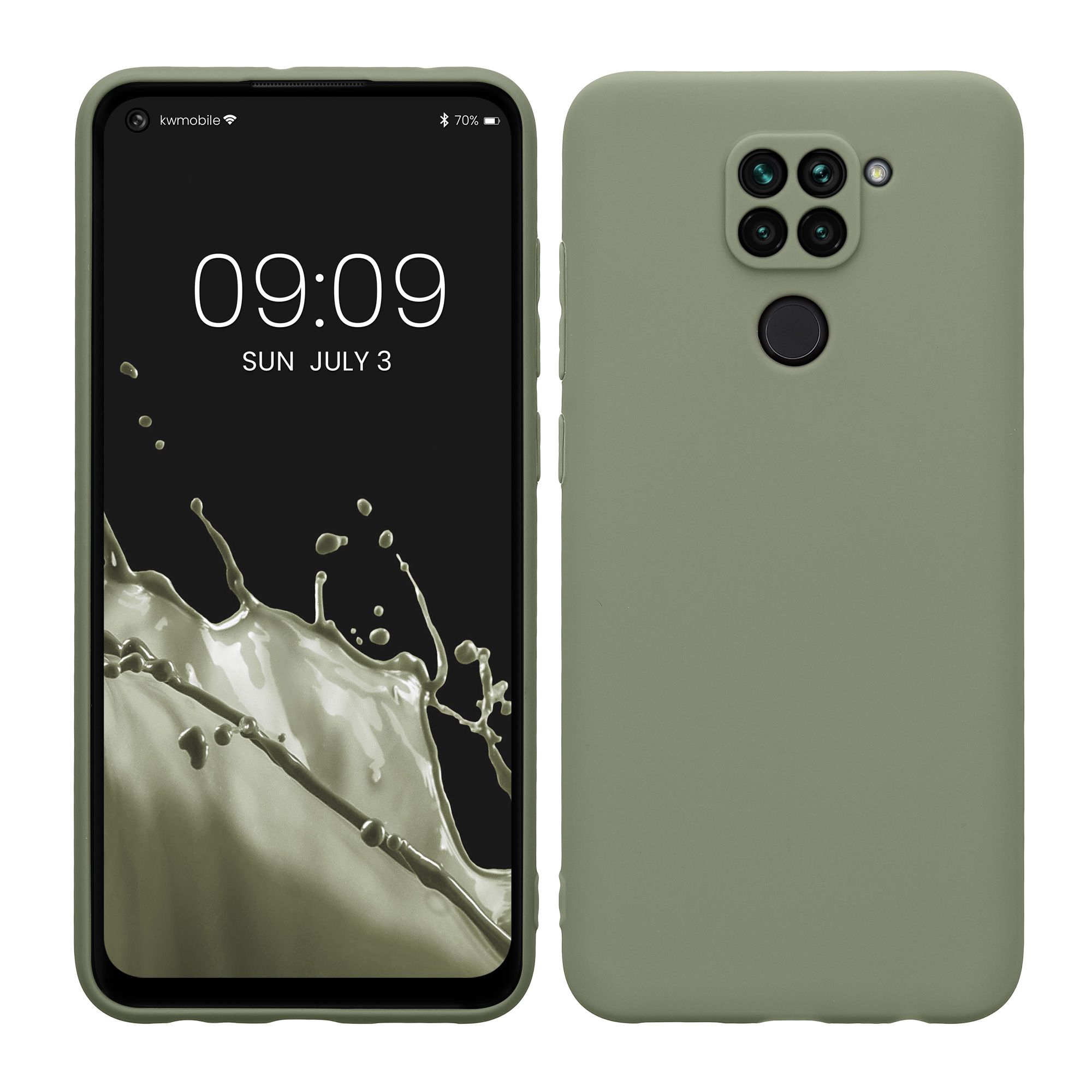 TPU kryt kwmobile pro Xiaomi Redmi Note 9 - šedozelená