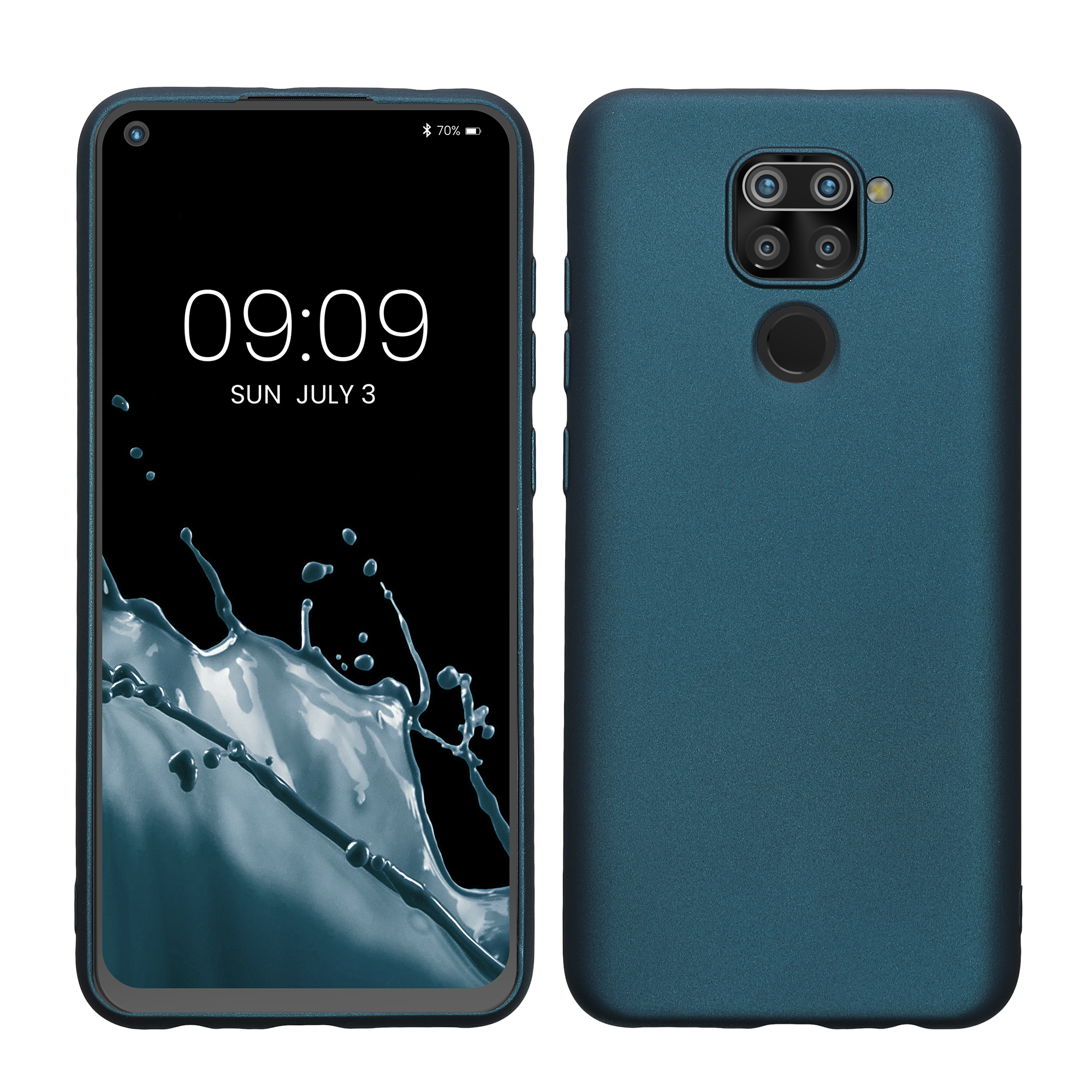 Metalický TPU kryt kwmobile pro Xiaomi Redmi Note 9 - metalická karibská modrá