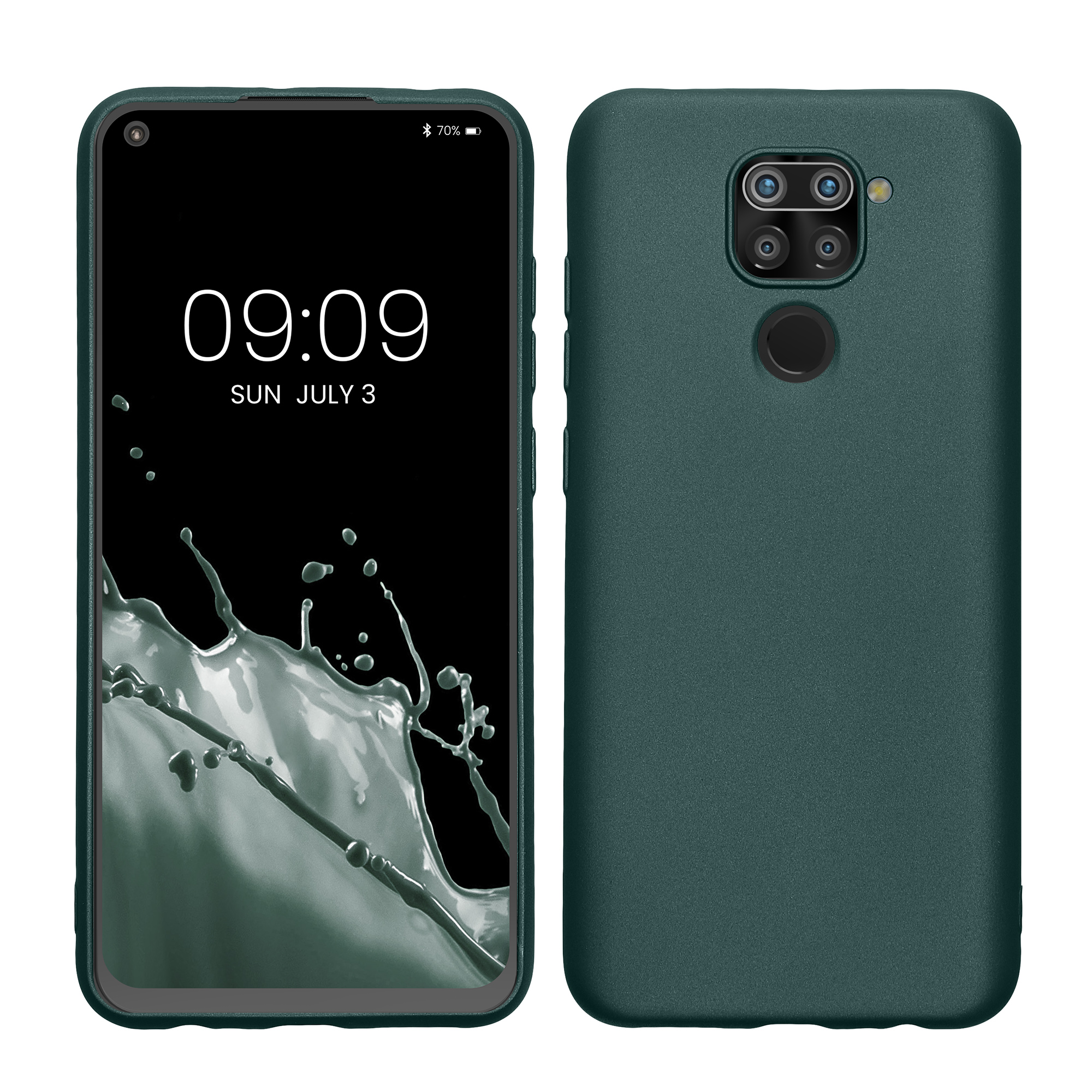 Metalický TPU kryt kwmobile pro Xiaomi Redmi Note 9 - metalická petrolejová
