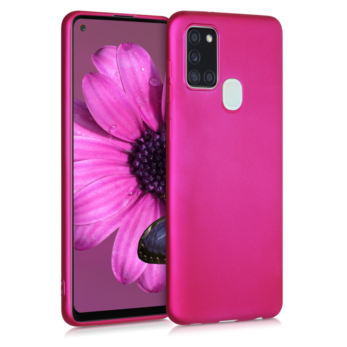 Kryt na mobil Samsung Galaxy A21s kwmobile TPU metalický Metalická růžová